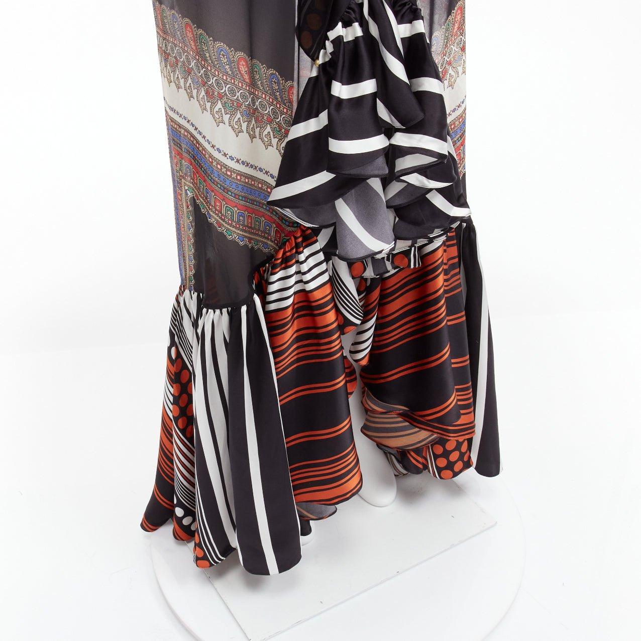 GIVENCHY RICCARDO TISCI 2013 Runway mixed bandana sheer ruffle gown dress FR38 M For Sale 3
