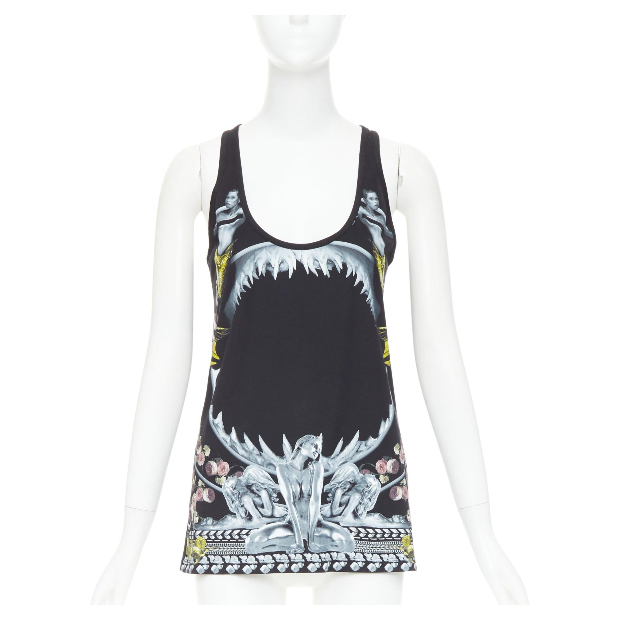 GIVENCHY Riccardo Tisci 2014 Shark and Mermaid black cottoncoop tank top M
