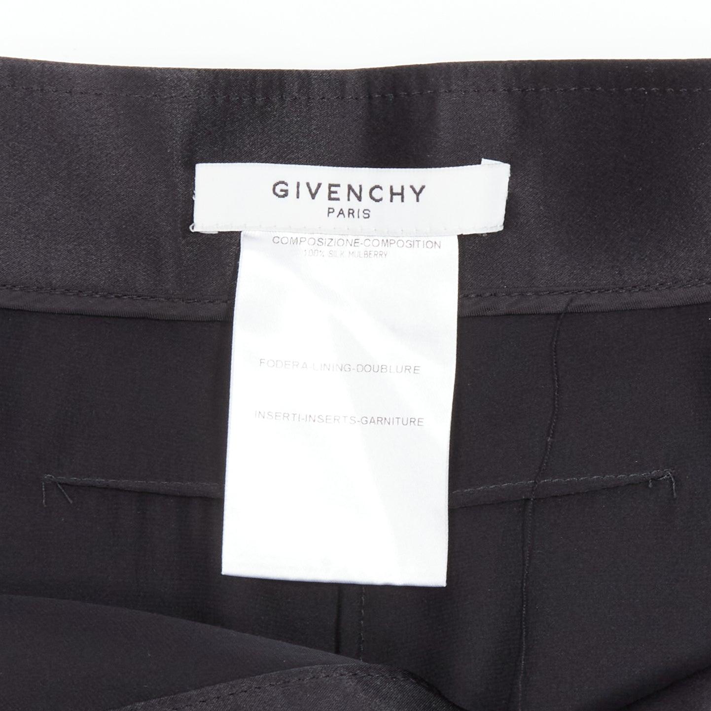 GIVENCHY RICCARDO TISCI black 100% silk satin high waisted wide leg pants For Sale 5