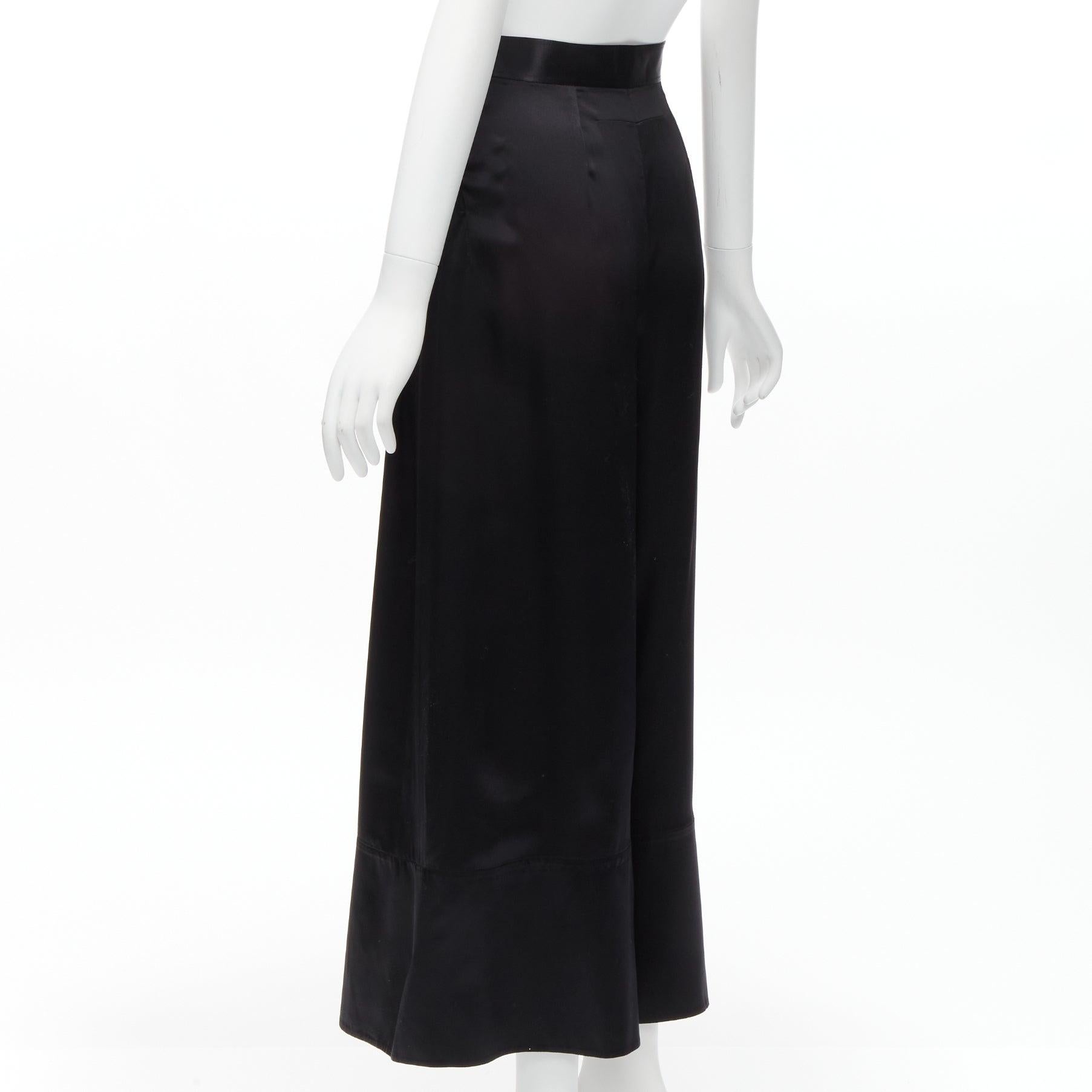 GIVENCHY RICCARDO TISCI black 100% silk satin high waisted wide leg pants For Sale 1