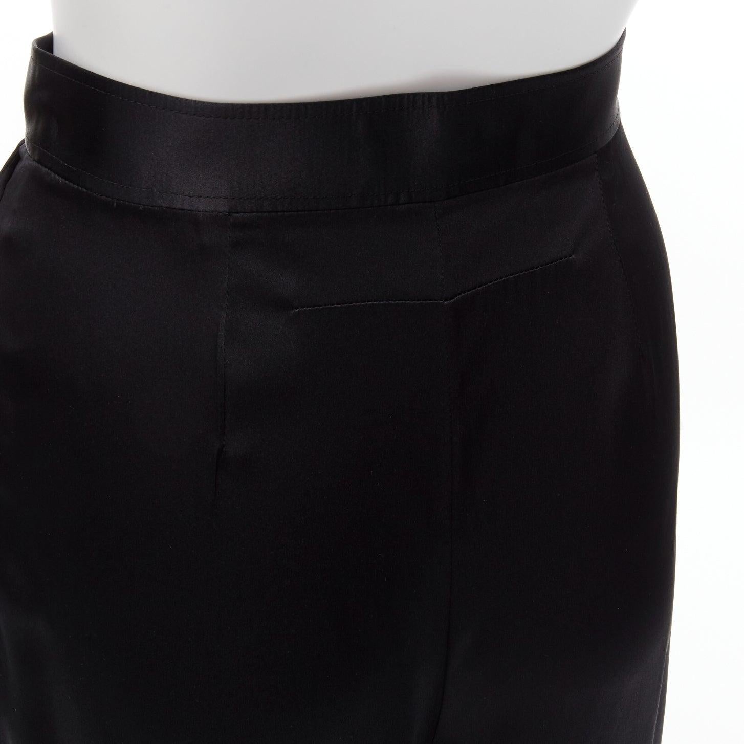GIVENCHY RICCARDO TISCI black 100% silk satin high waisted wide leg pants For Sale 2