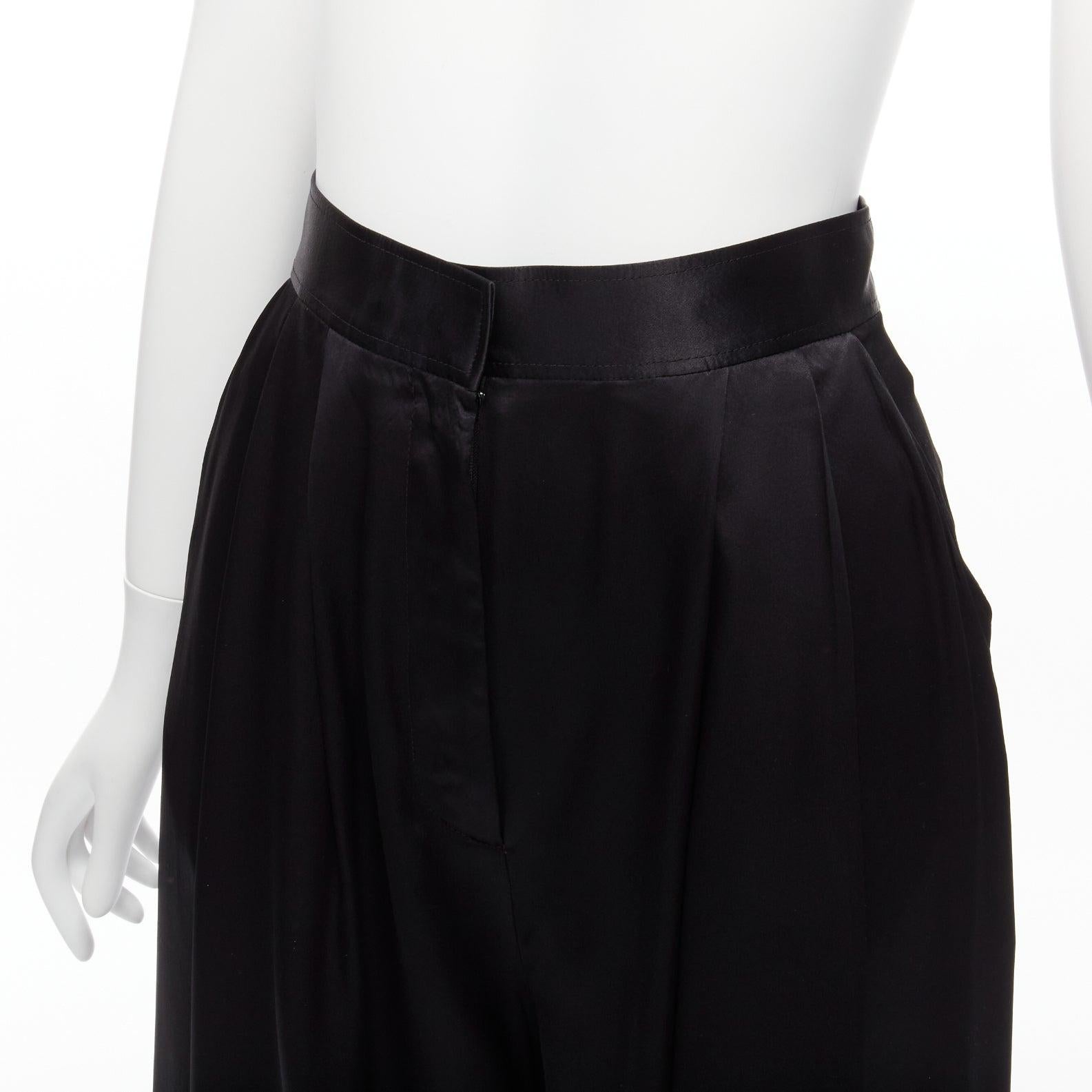 GIVENCHY RICCARDO TISCI black 100% silk satin high waisted wide leg pants For Sale 3