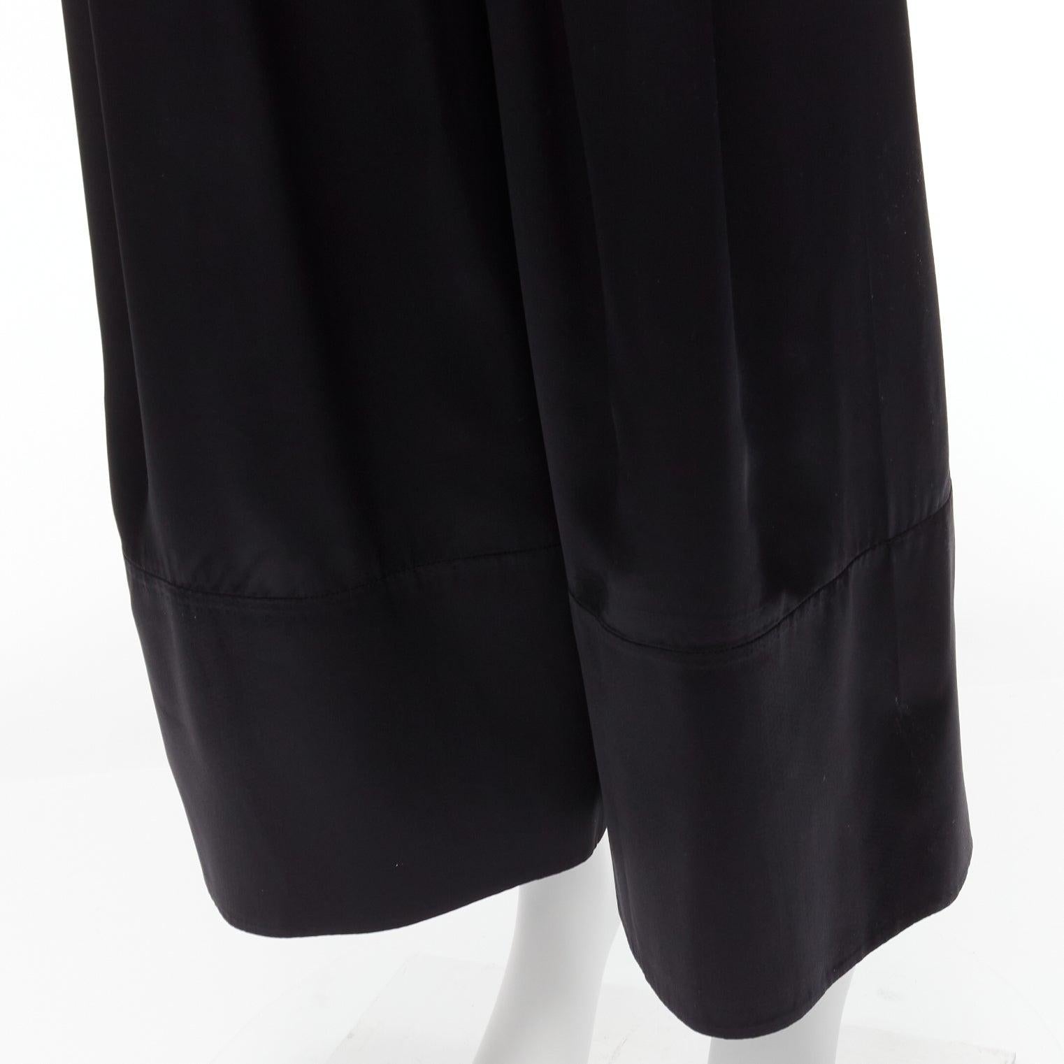 GIVENCHY RICCARDO TISCI black 100% silk satin high waisted wide leg pants For Sale 4