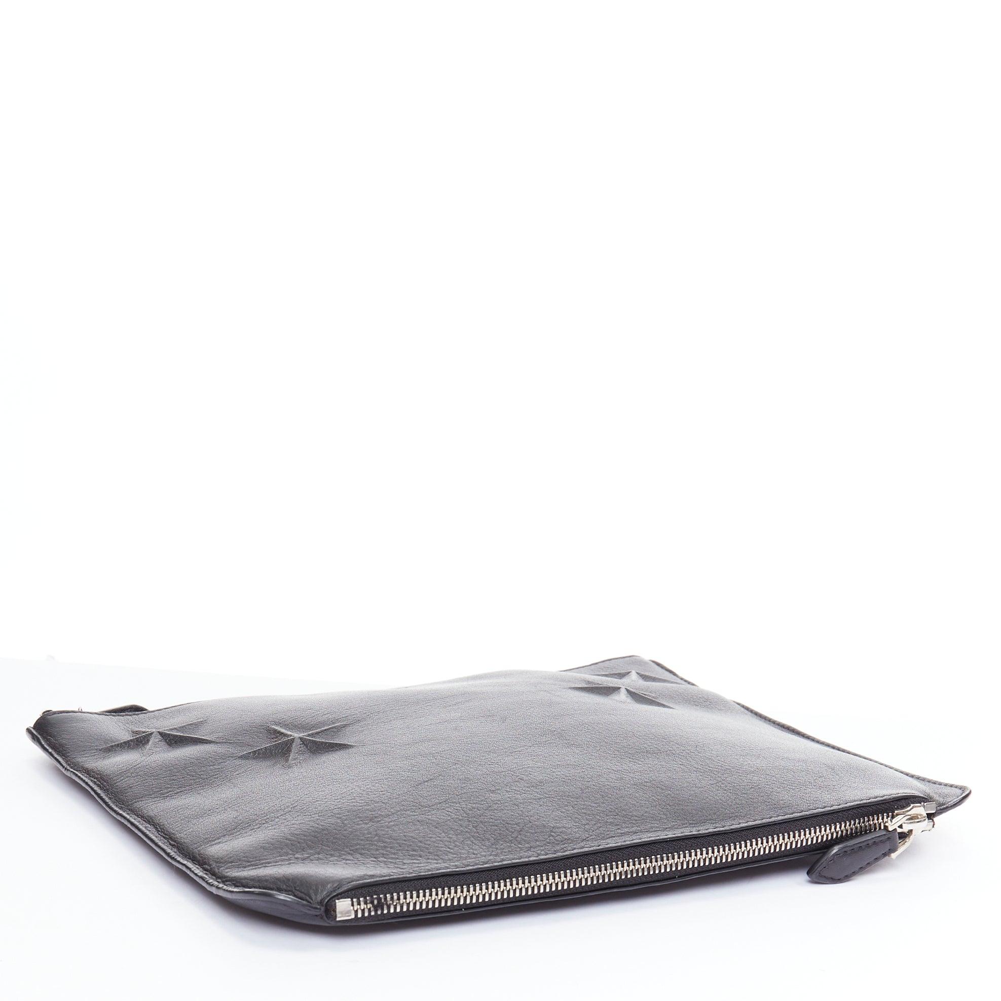 Women's GIVENCHY Riccardo Tisci black leather star debossed double zip clutch bag
