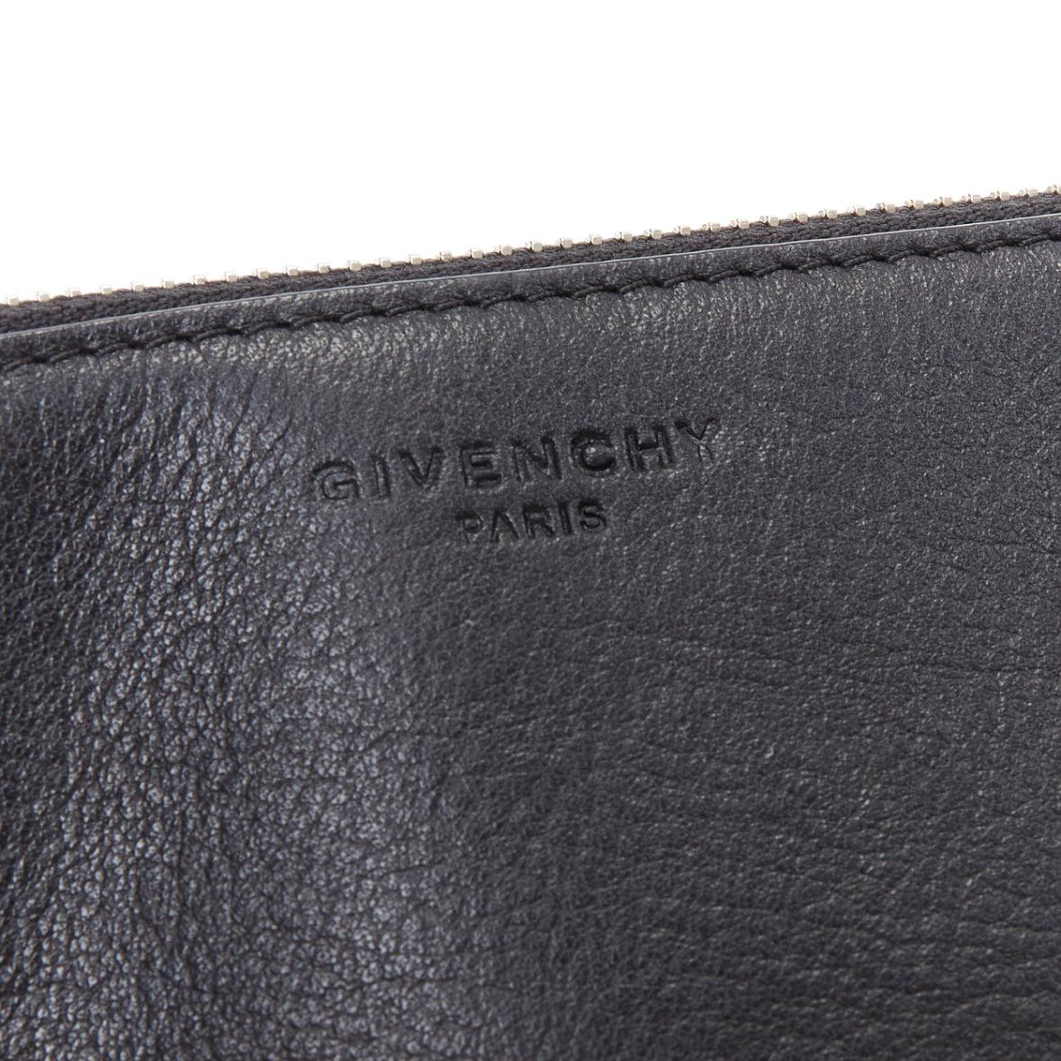 GIVENCHY Riccardo Tisci black leather star debossed double zip clutch bag 1
