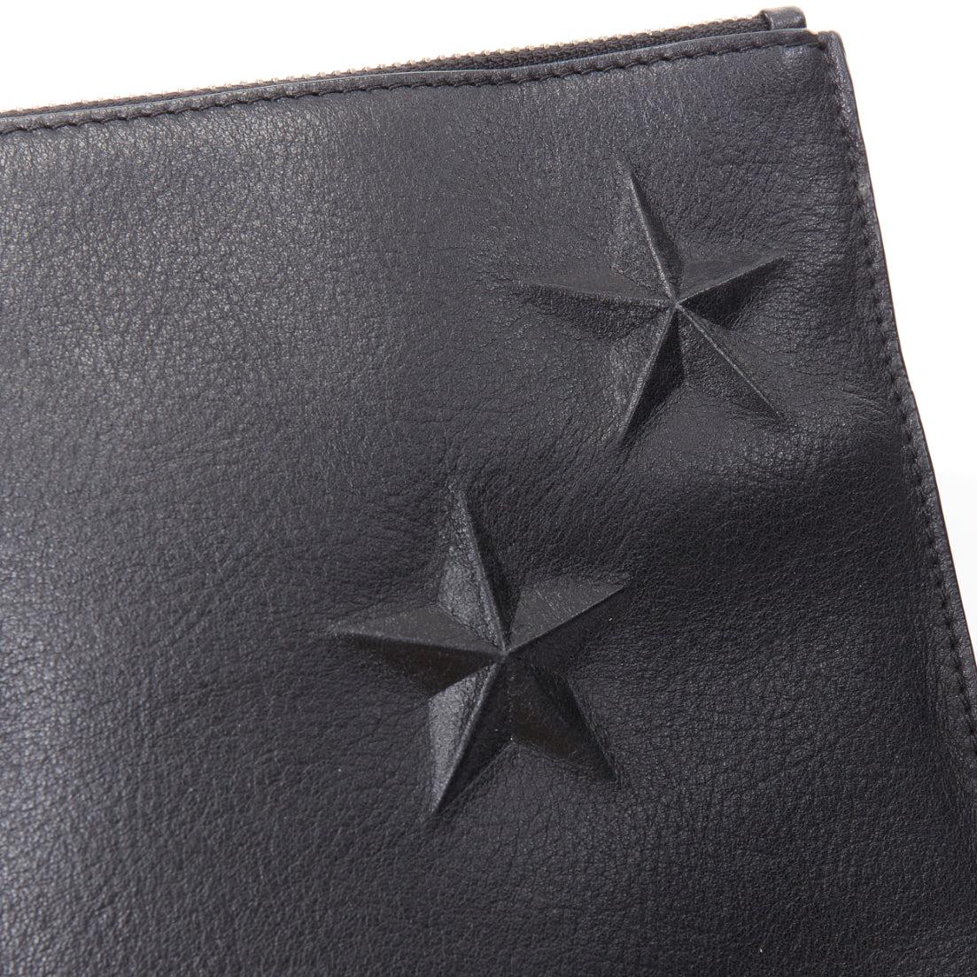 GIVENCHY Riccardo Tisci black leather star debossed double zip clutch bag 2