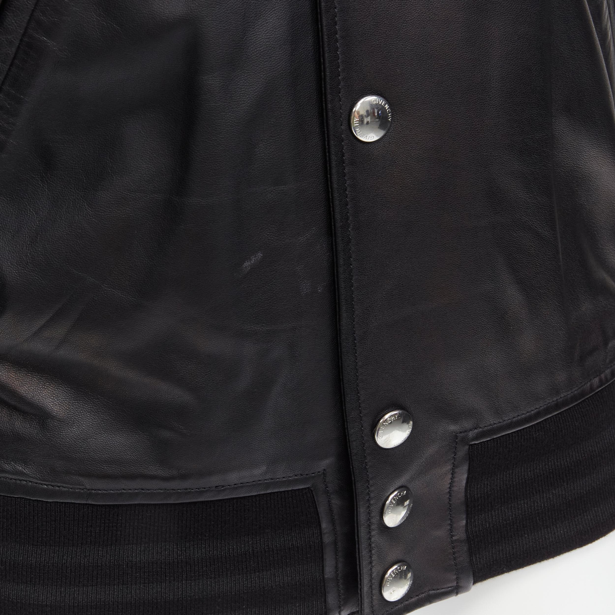 GIVENCHY Riccardo Tisci black signature stars lambskin leather bomber EU48 M For Sale 6