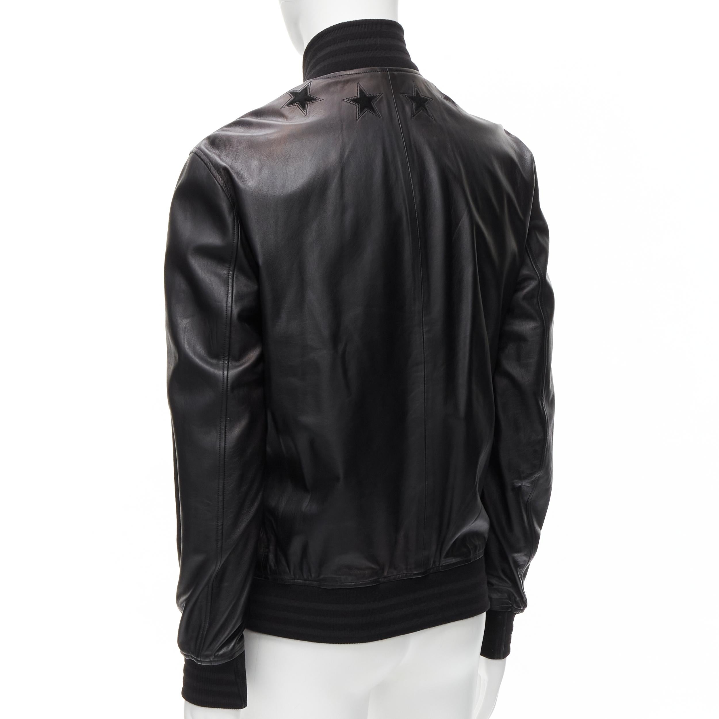 GIVENCHY Riccardo Tisci black signature stars lambskin leather bomber EU48 M For Sale 3