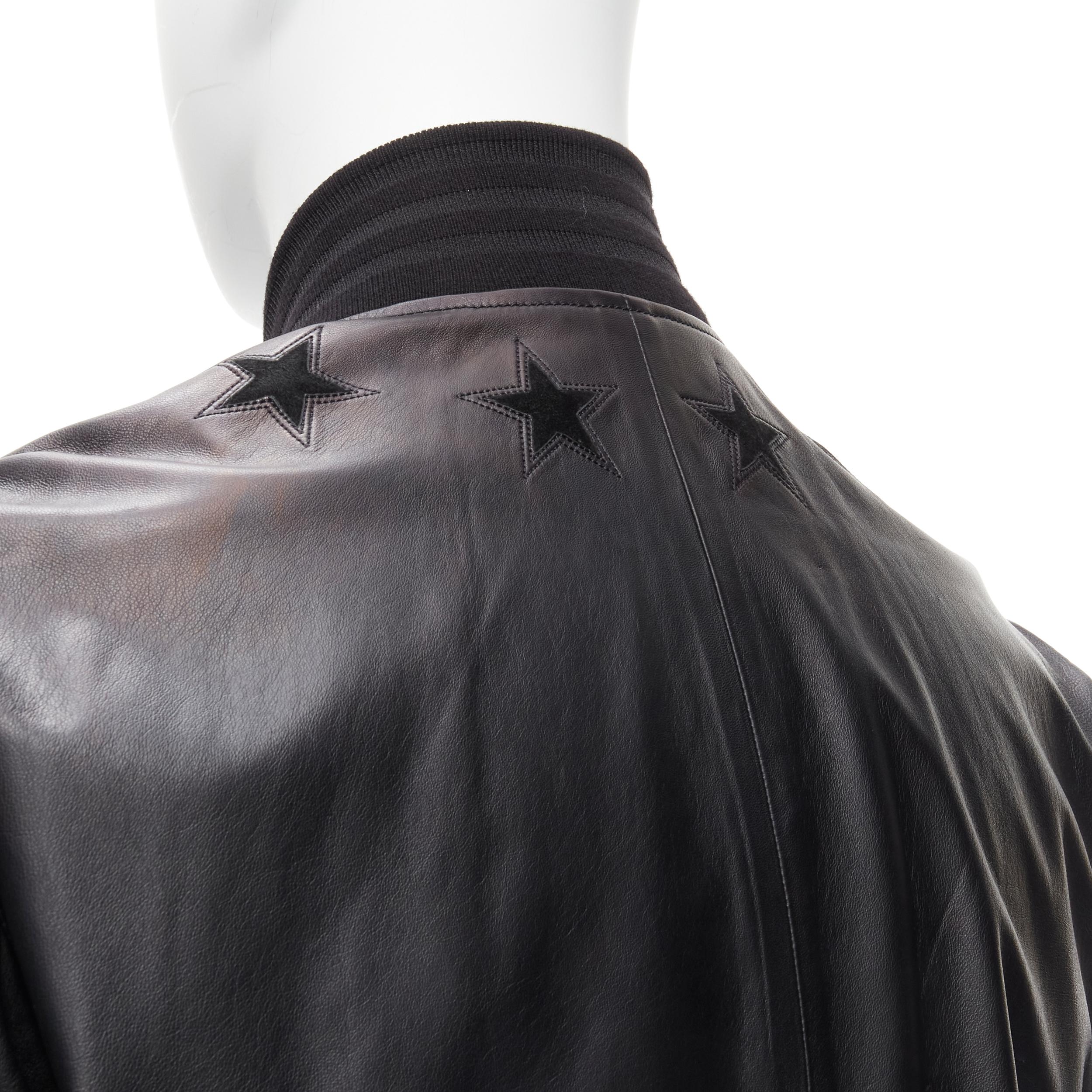 GIVENCHY Riccardo Tisci black signature stars lambskin leather bomber EU48 M For Sale 5