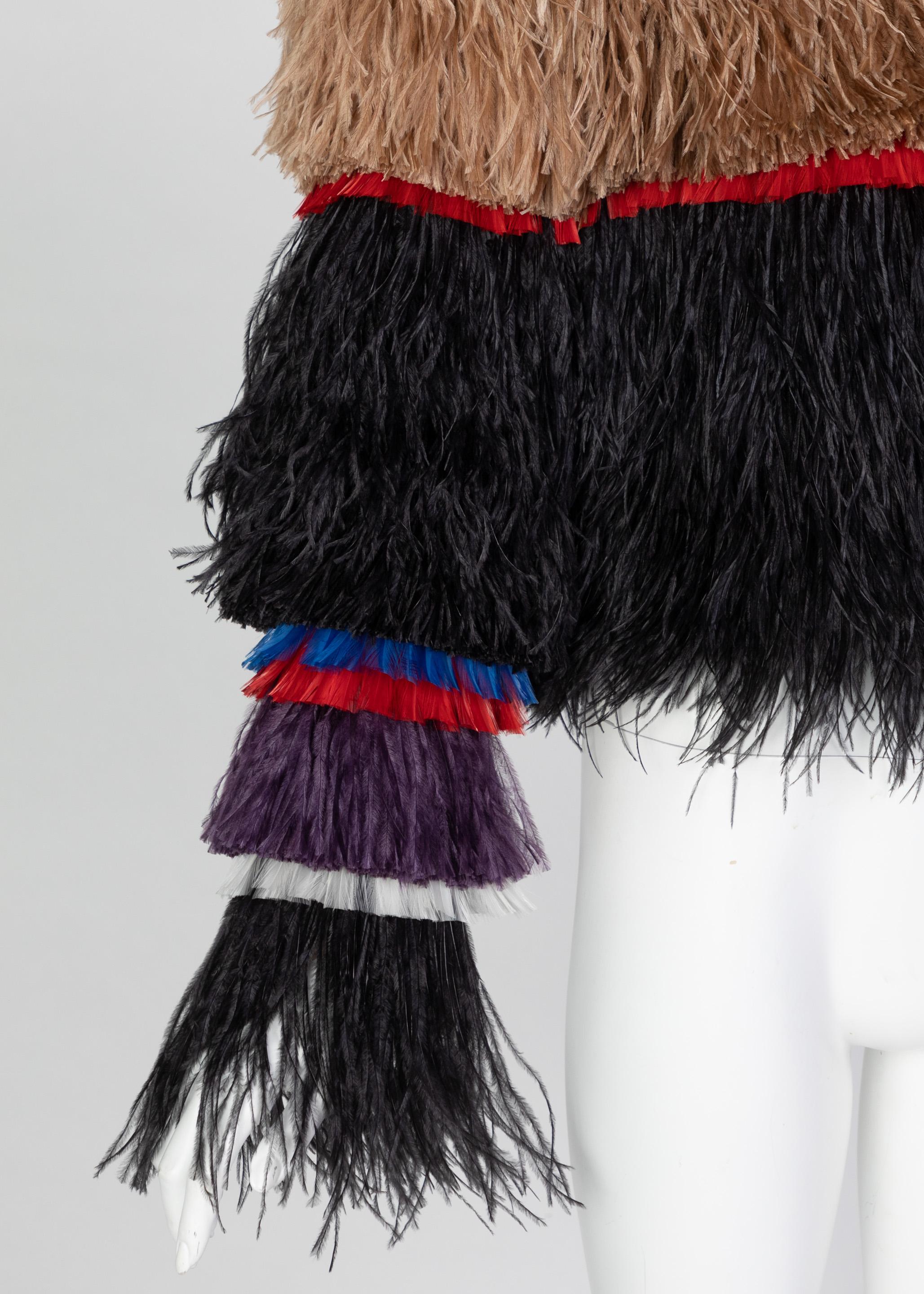 Givenchy Riccardo Tisci - Veste à volants à rayures noires et à plumes, 2014 en vente 3