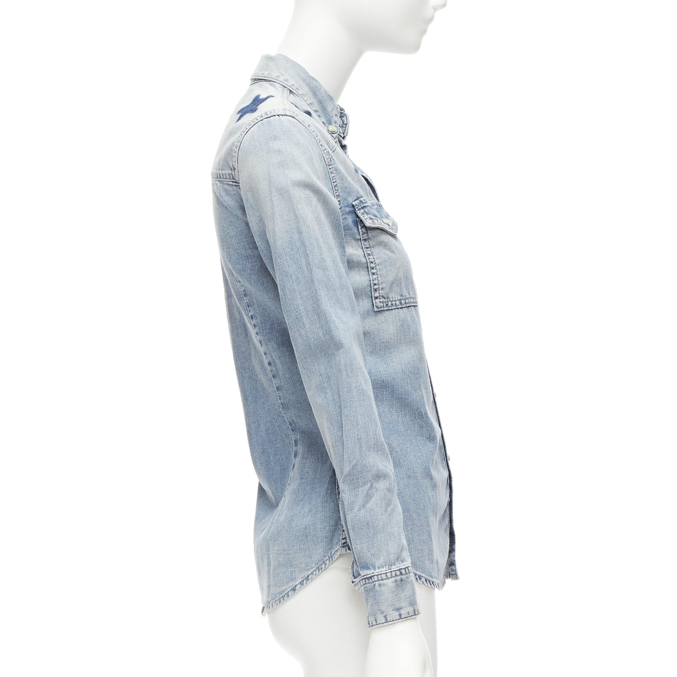 GIVENCHY Riccardo Tisci robe à col étoilé en jean bleu vieilli FR36 S en vente 1