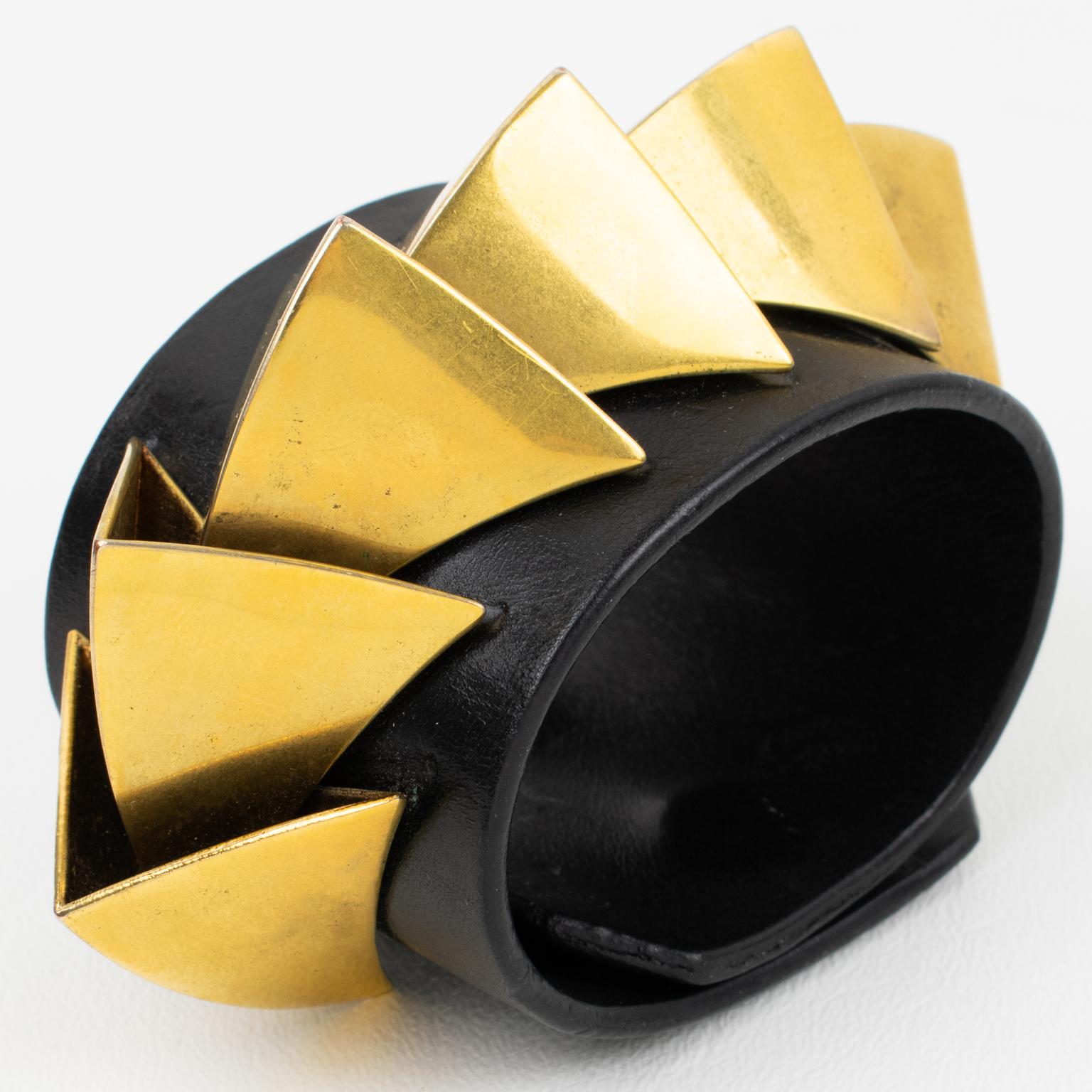 Women's or Men's Givenchy Riccardo Tisci Brutalist Black Leather Bracelet Bangle