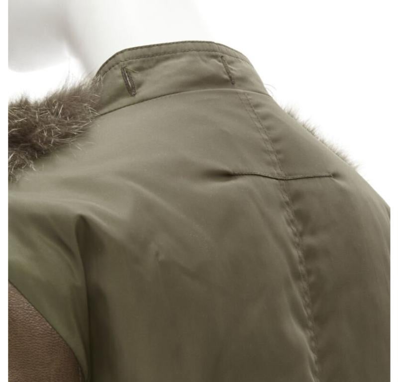 GIVENCHY Riccardo Tisci green leather sleeve fox fur anorak coat FR34 XS For Sale 2