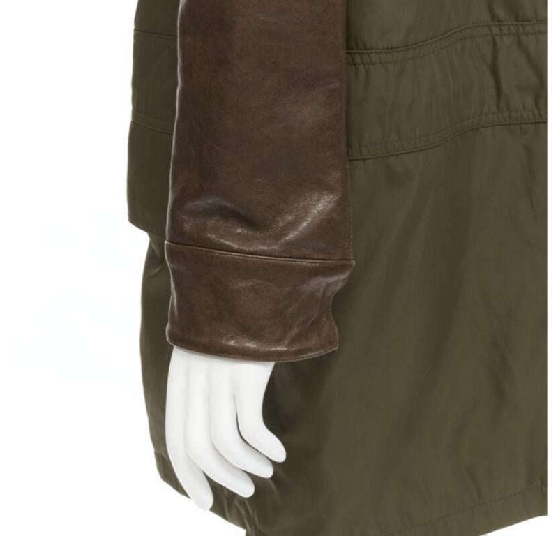 GIVENCHY Riccardo Tisci green leather sleeve fox fur anorak coat FR34 XS For Sale 3