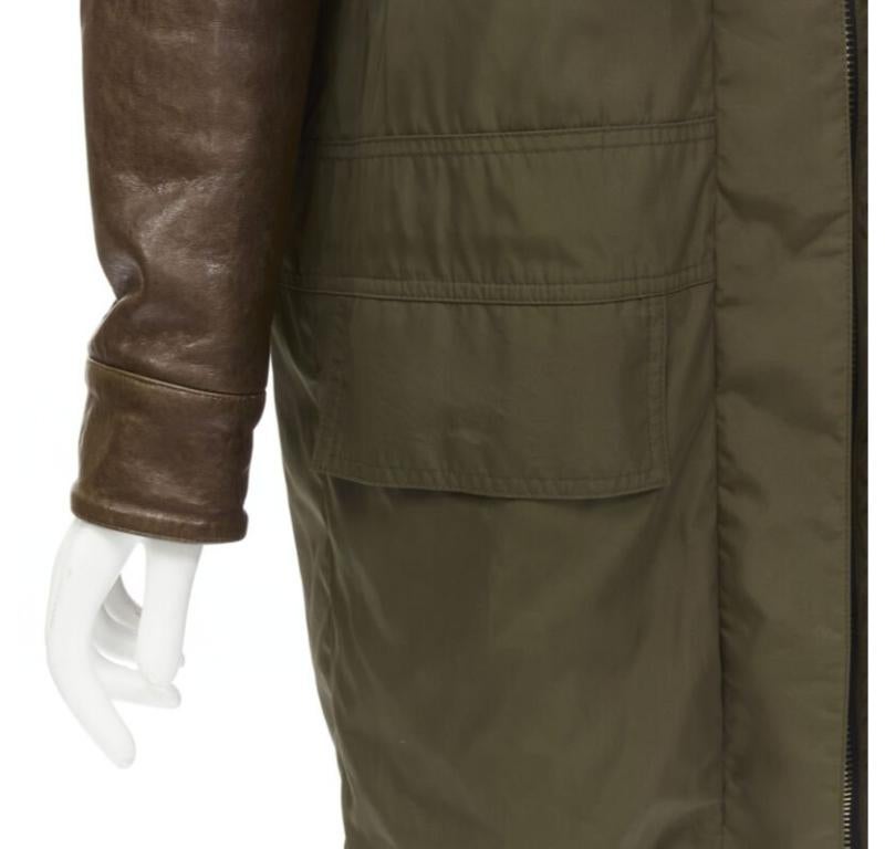 GIVENCHY Riccardo Tisci green leather sleeve fox fur anorak coat FR34 XS For Sale 4