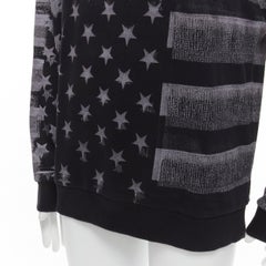 GIVENCHY Riccardo Tisci grey Americana flag distressed cotton crew sweater M