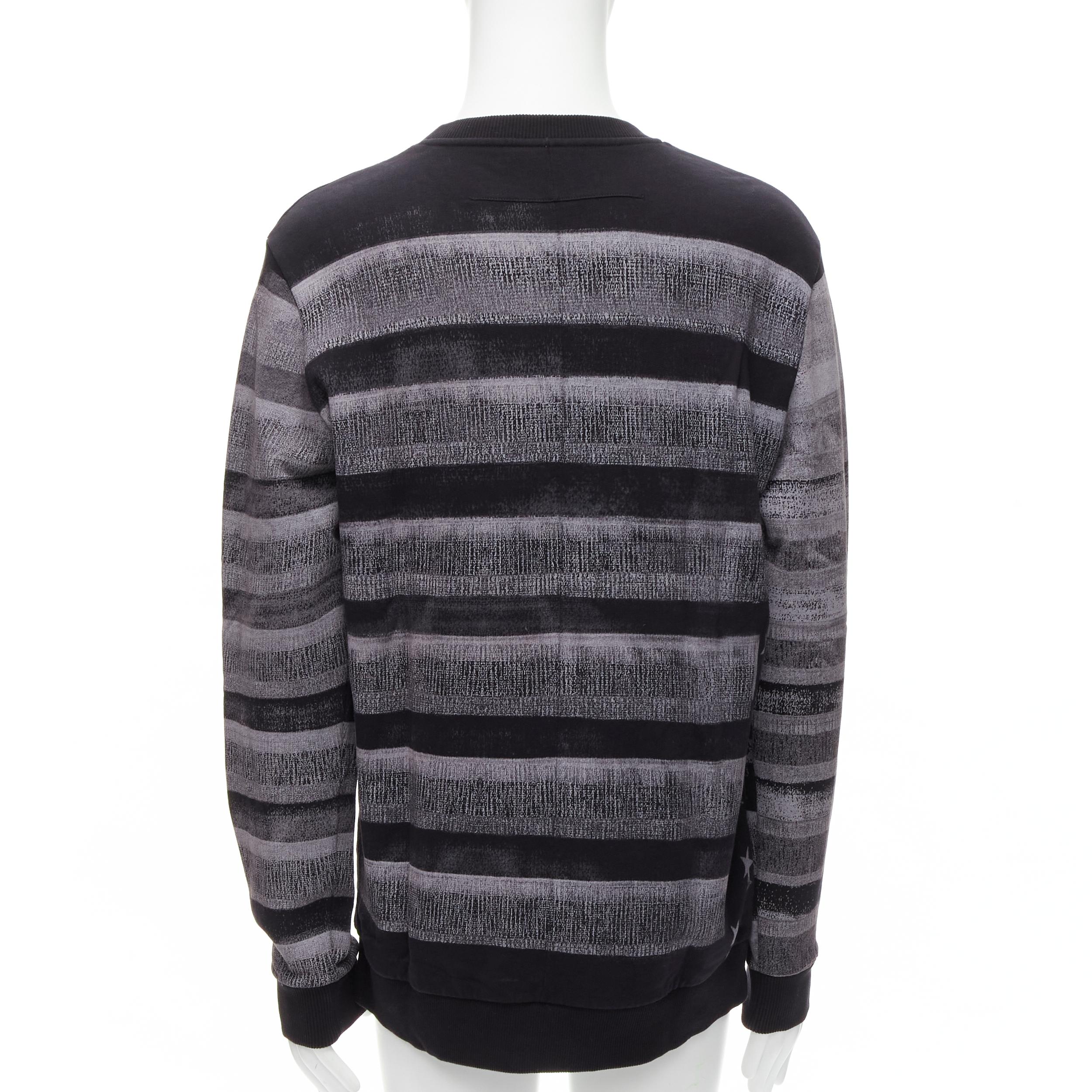 Men's GIVENCHY Riccardo Tisci grey Americana flag distressed cotton crew sweater M For Sale