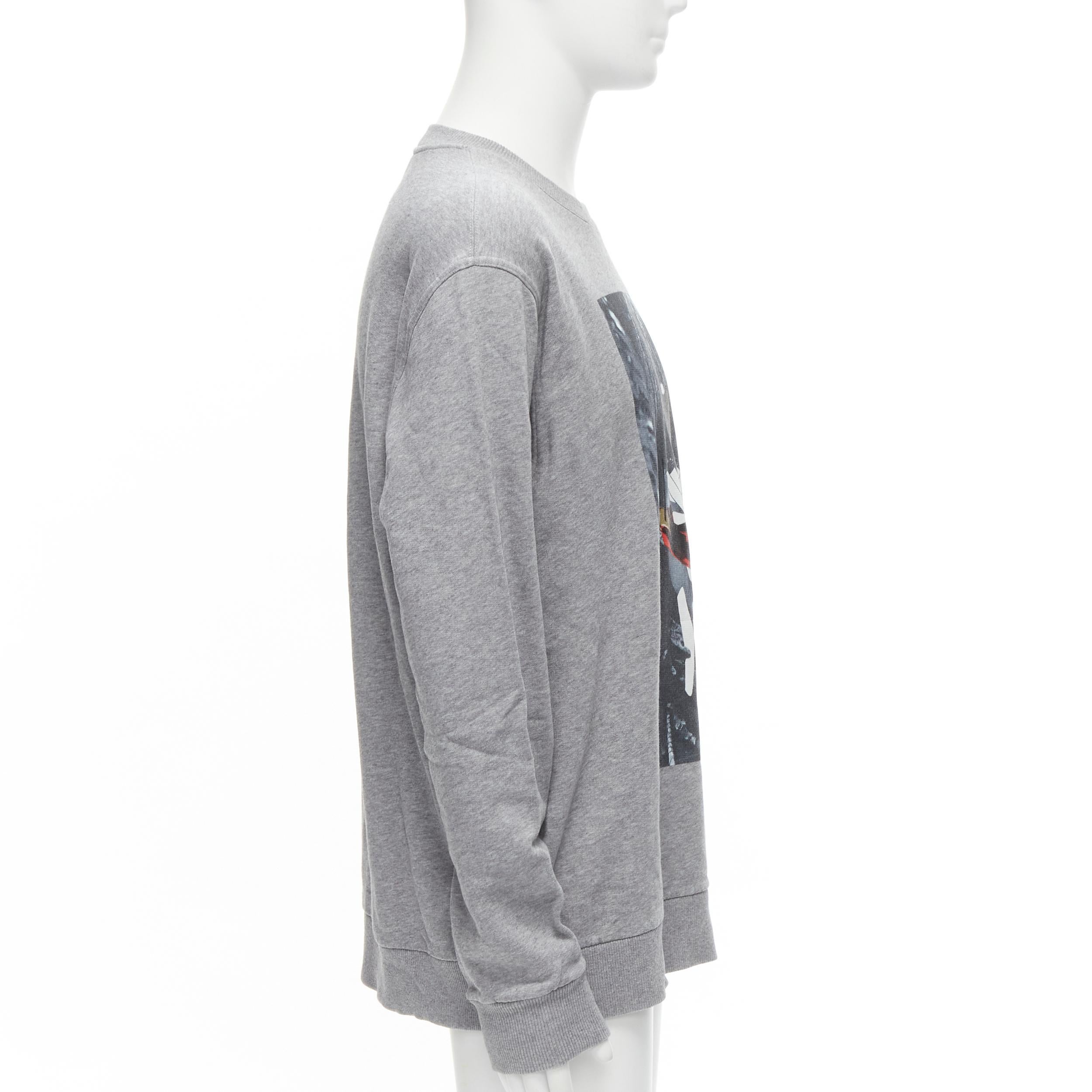 GIVENCHY Riccardo Tisci grey tribal girl graphic print cotton crew sweater S In Excellent Condition For Sale In Hong Kong, NT