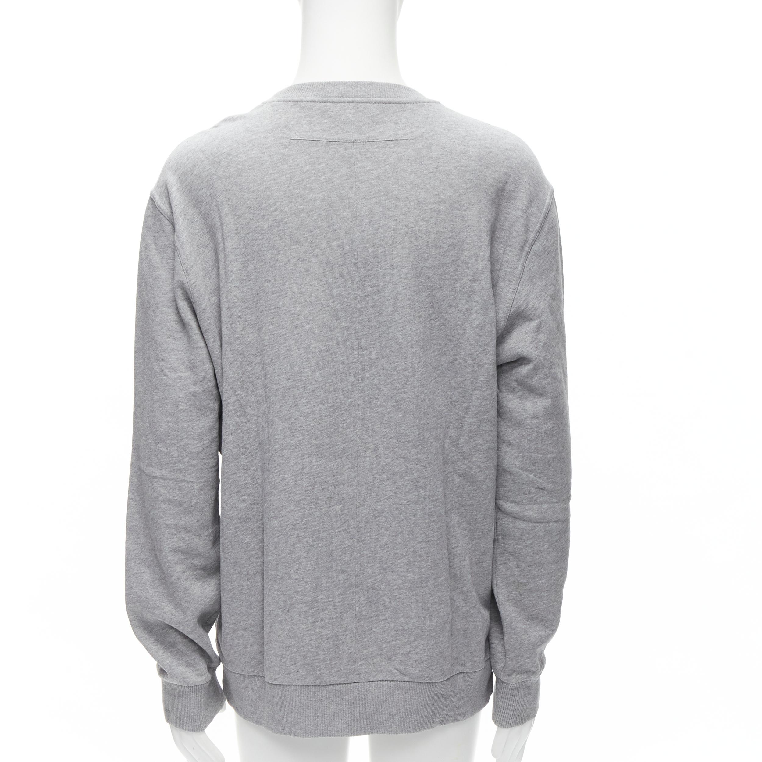 Men's GIVENCHY Riccardo Tisci grey tribal girl graphic print cotton crew sweater S For Sale