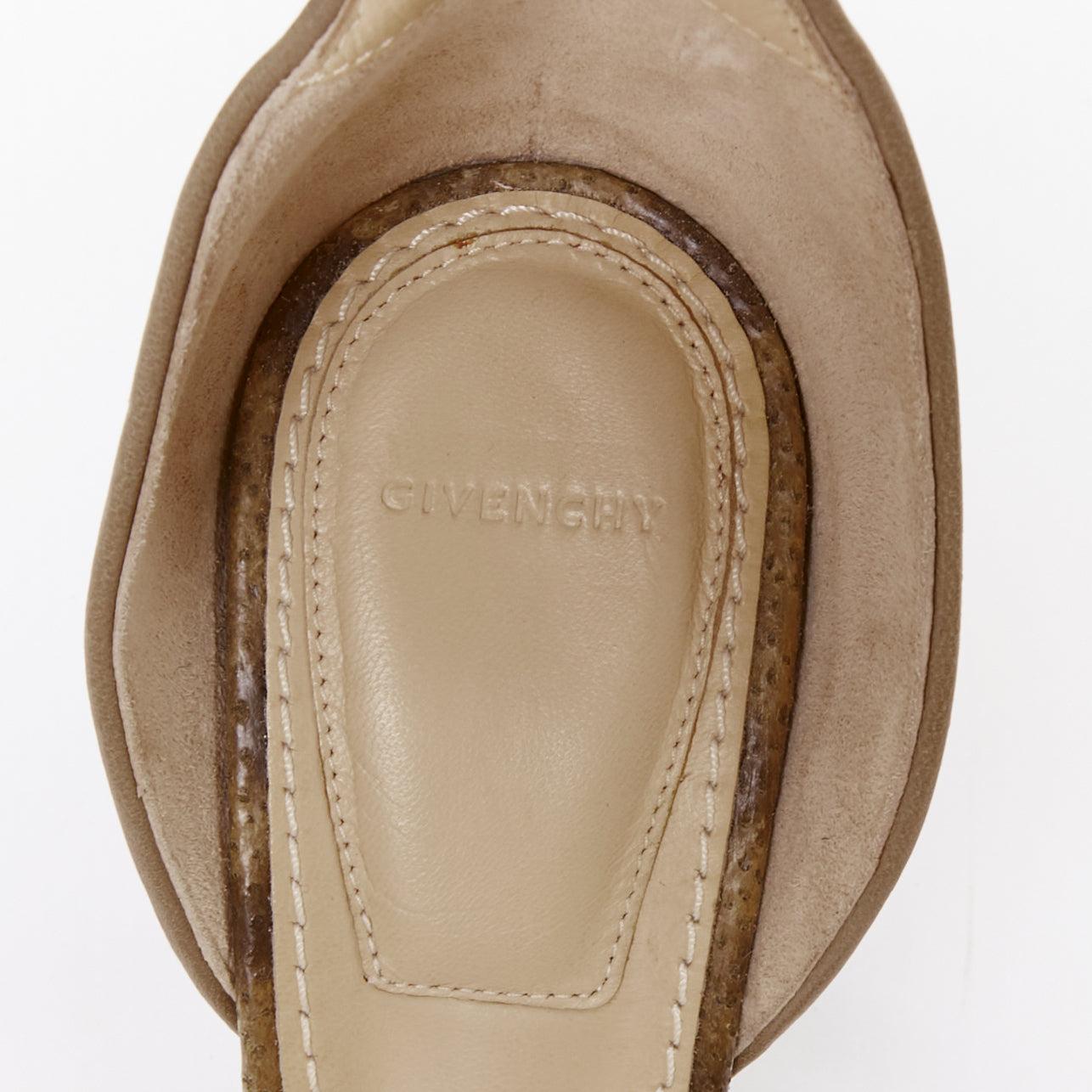 GIVENCHY Riccardo Tisci khaki leather silver sharktooth turnlock sandals EU38 im Angebot 4