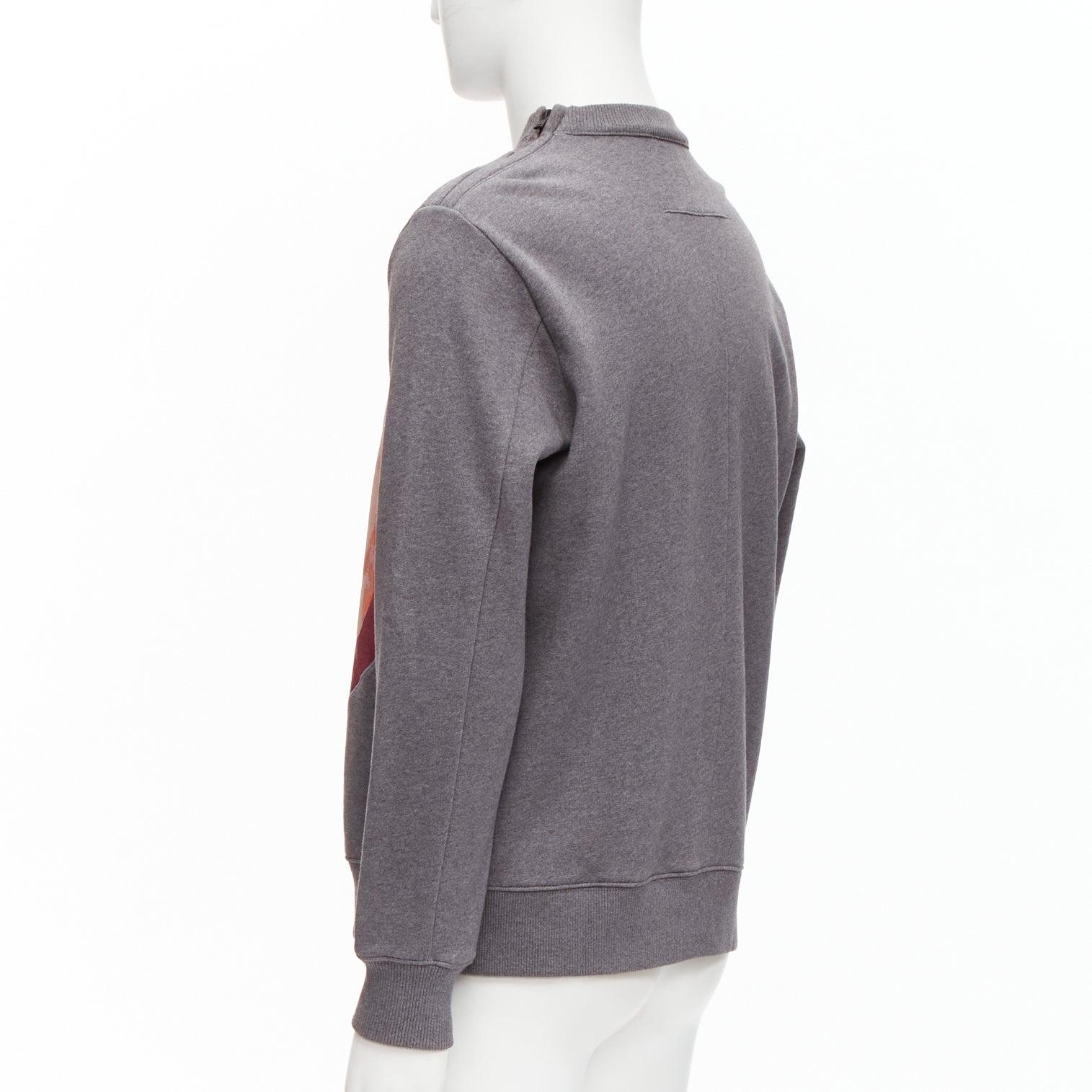 GIVENCHY Riccardo Tisci Madonna pink patch print grey zip shoulder sweater XS For Sale 1