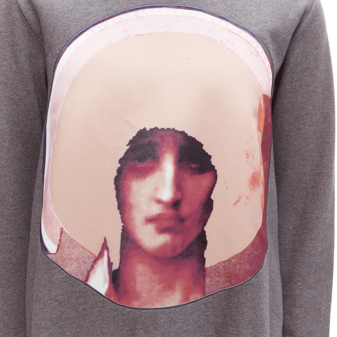 GIVENCHY Riccardo Tisci Madonna pink patch print grey zip shoulder sweater XS For Sale 2