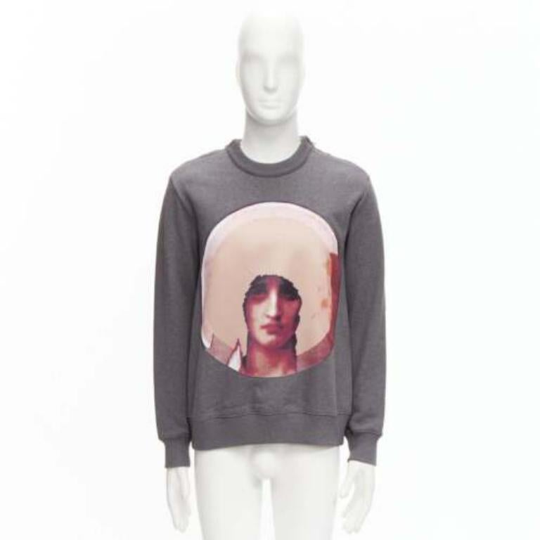GIVENCHY Riccardo Tisci Madonna pink patch print grey zip shoulder sweater XS For Sale 4