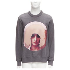 GIVENCHY Riccardo Tisci Madonna pink patch print grey zip shoulder sweater XS