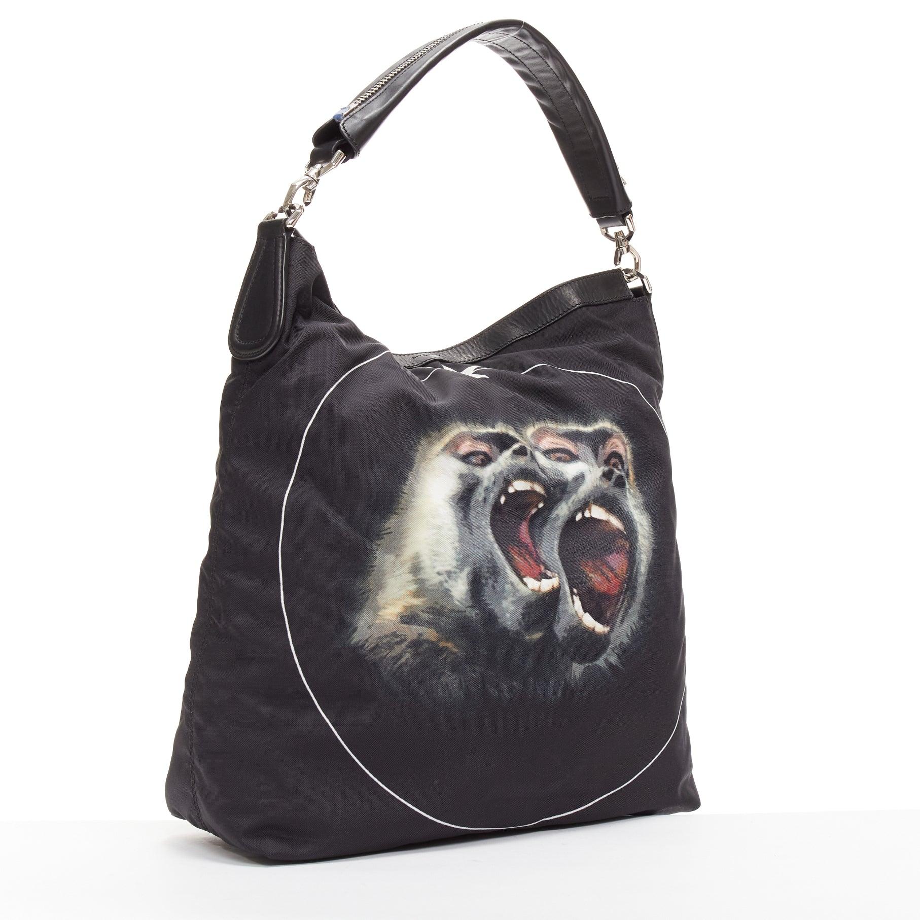 GIVENCHY Riccardo Tisci Monkey Brothers Nightingale nylon leather shoulder bag In Good Condition For Sale In Hong Kong, NT