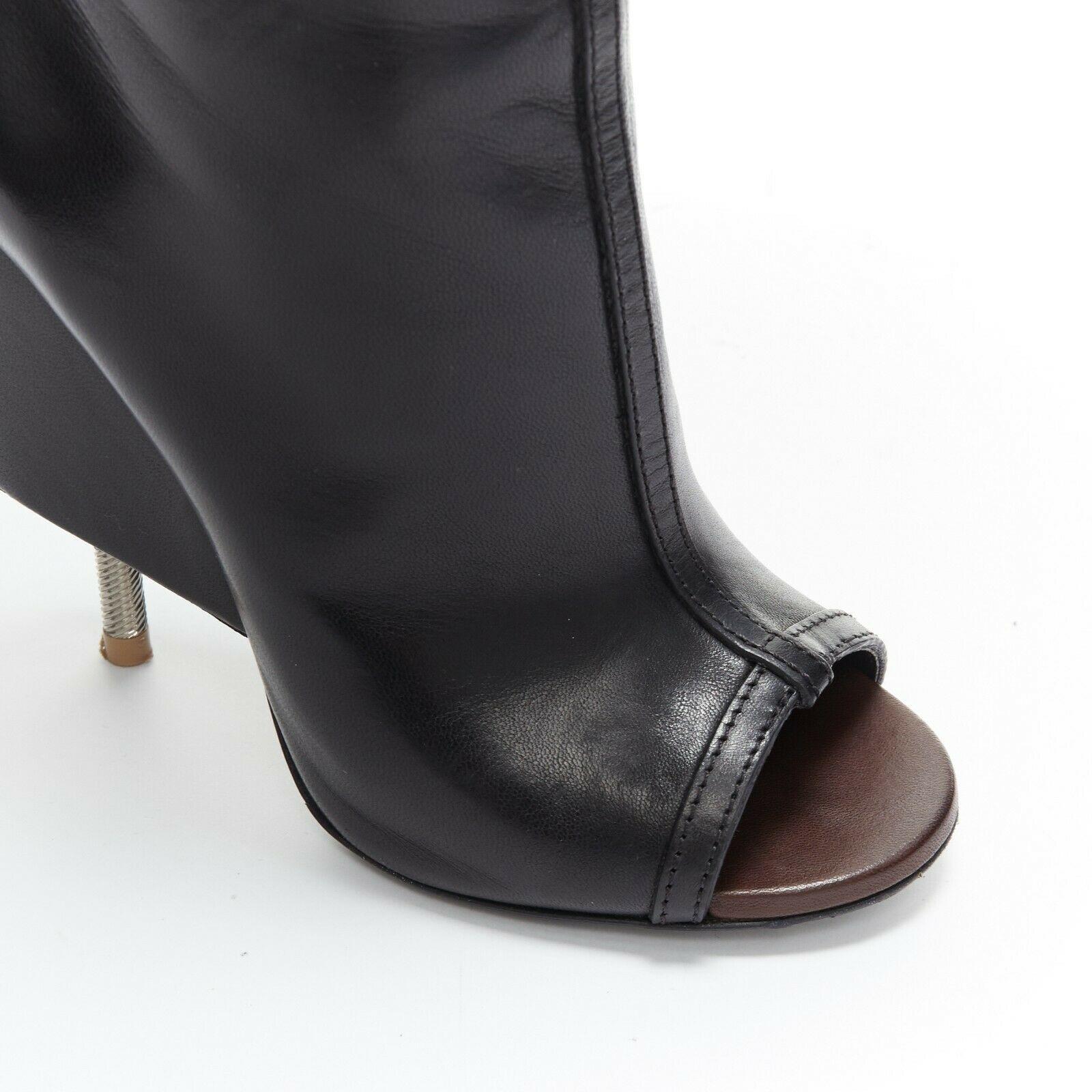 Women's GIVENCHY RICCARDO TISCI Narlia black leather thigh high boots wedge heel FR37