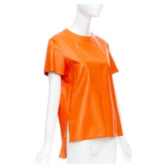 GIVENCHY Riccardo Tisci camicia hi-low in pelle di agnello arancione FR36 S