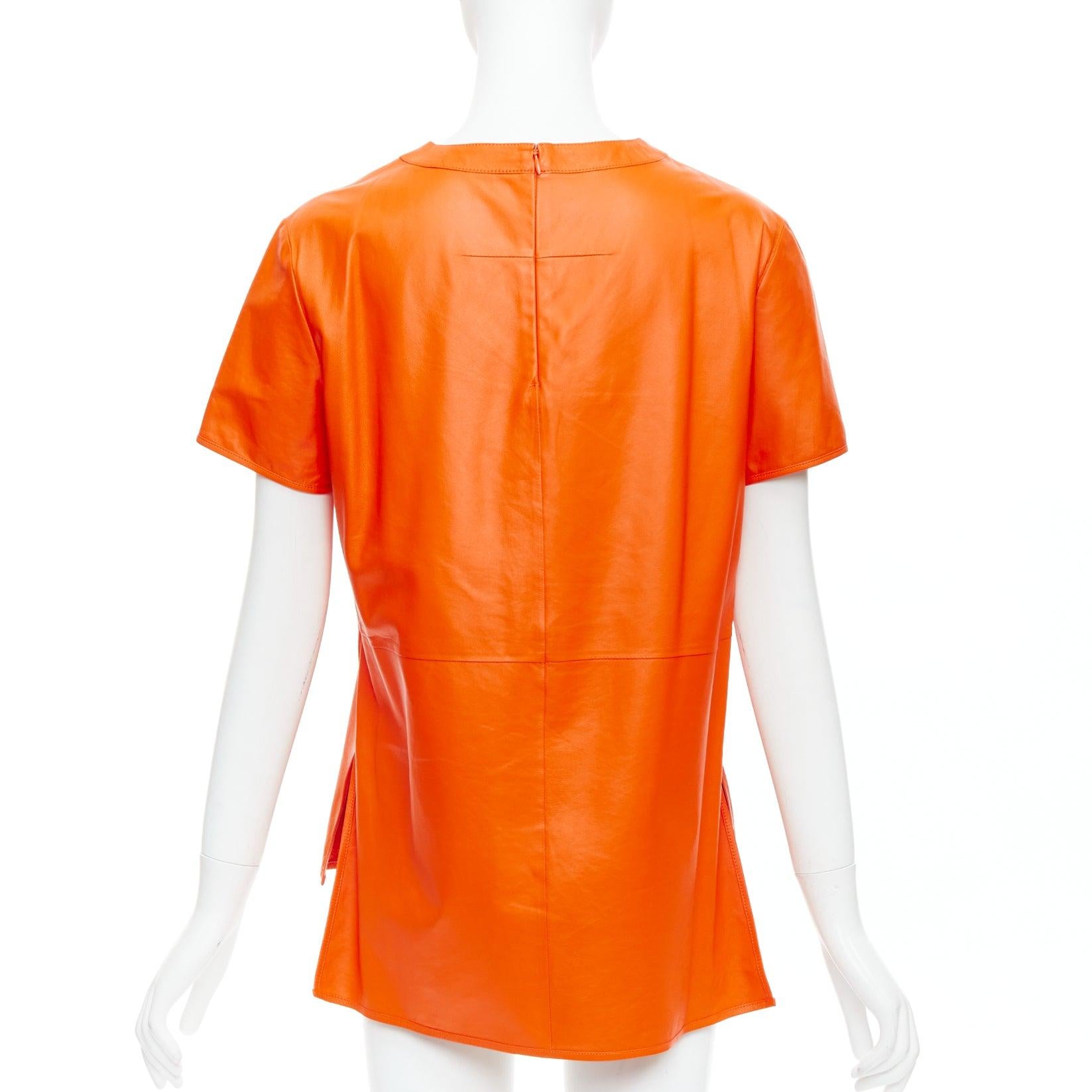 Women's GIVENCHY Riccardo Tisci orange lambskin leather hi-low shirt FR36 S For Sale