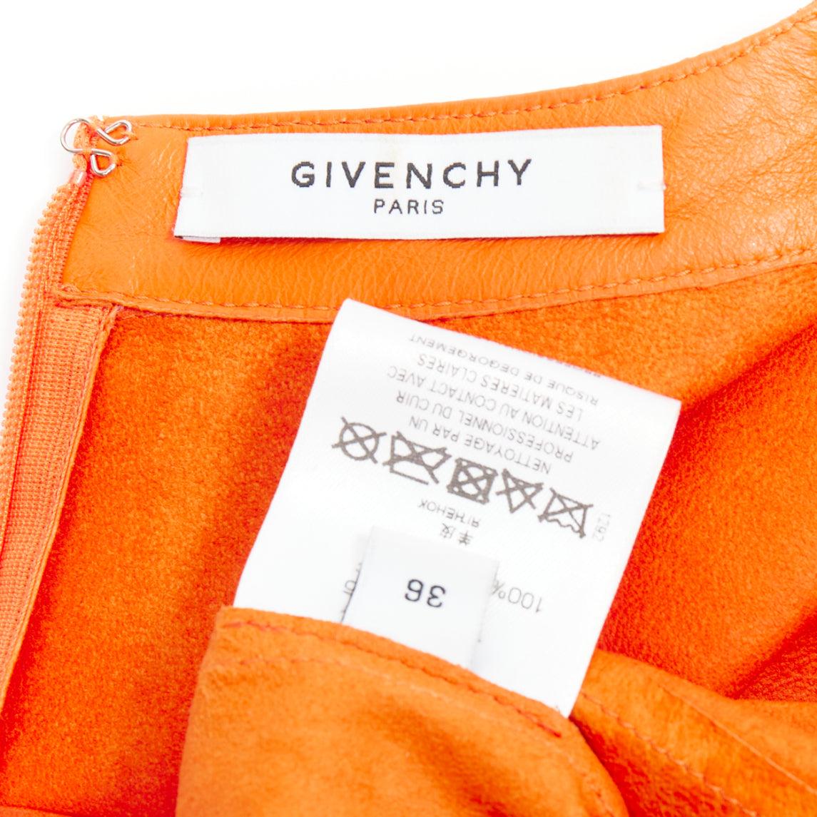GIVENCHY Riccardo Tisci orange lambskin leather hi-low shirt FR36 S For Sale 3