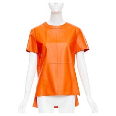 GIVENCHY Riccardo Tisci camicia hi-low in pelle di agnello arancione FR36 S