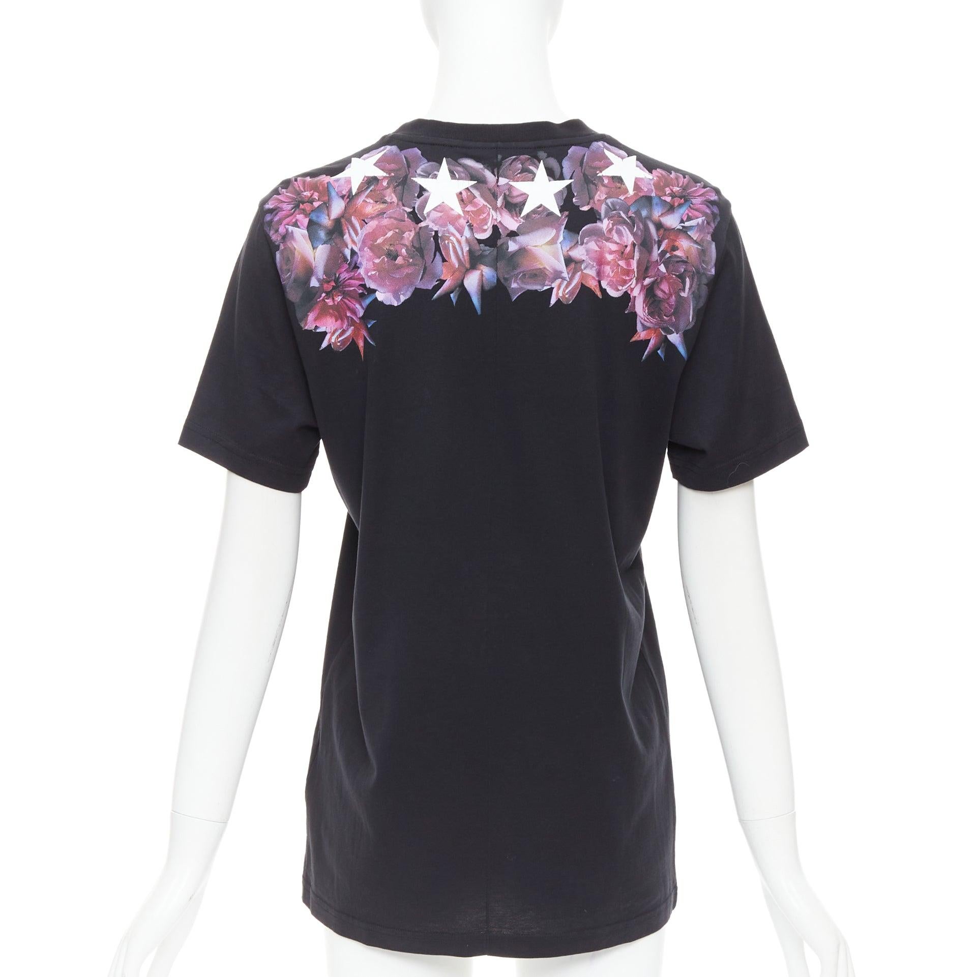 Donna GIVENCHY Riccardo Tisci tshirt XS con fiori viola e stelle bianche e nere in vendita
