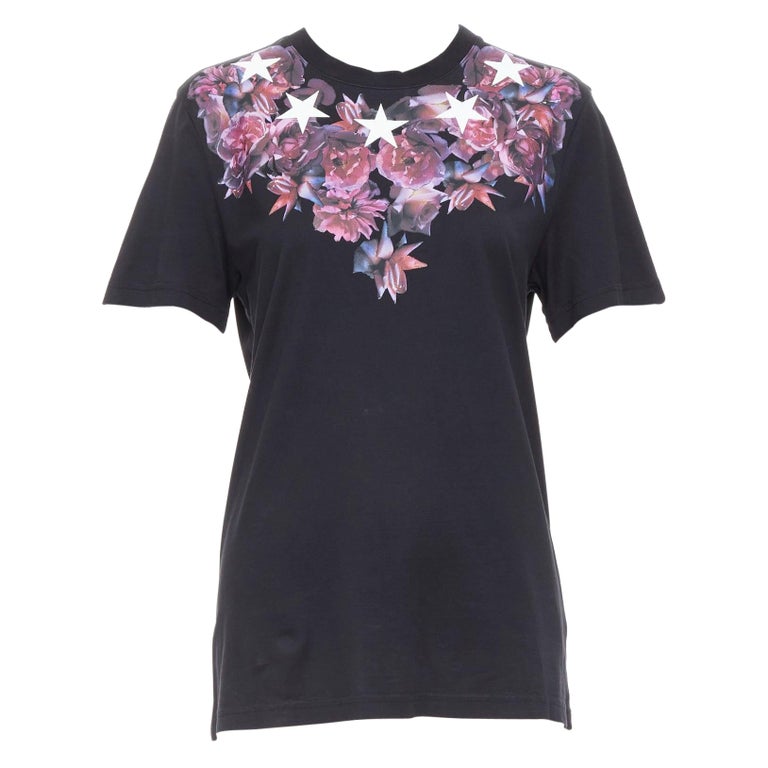 GIVENCHY Riccardo Tisci purple flower white star black tshirt XS 