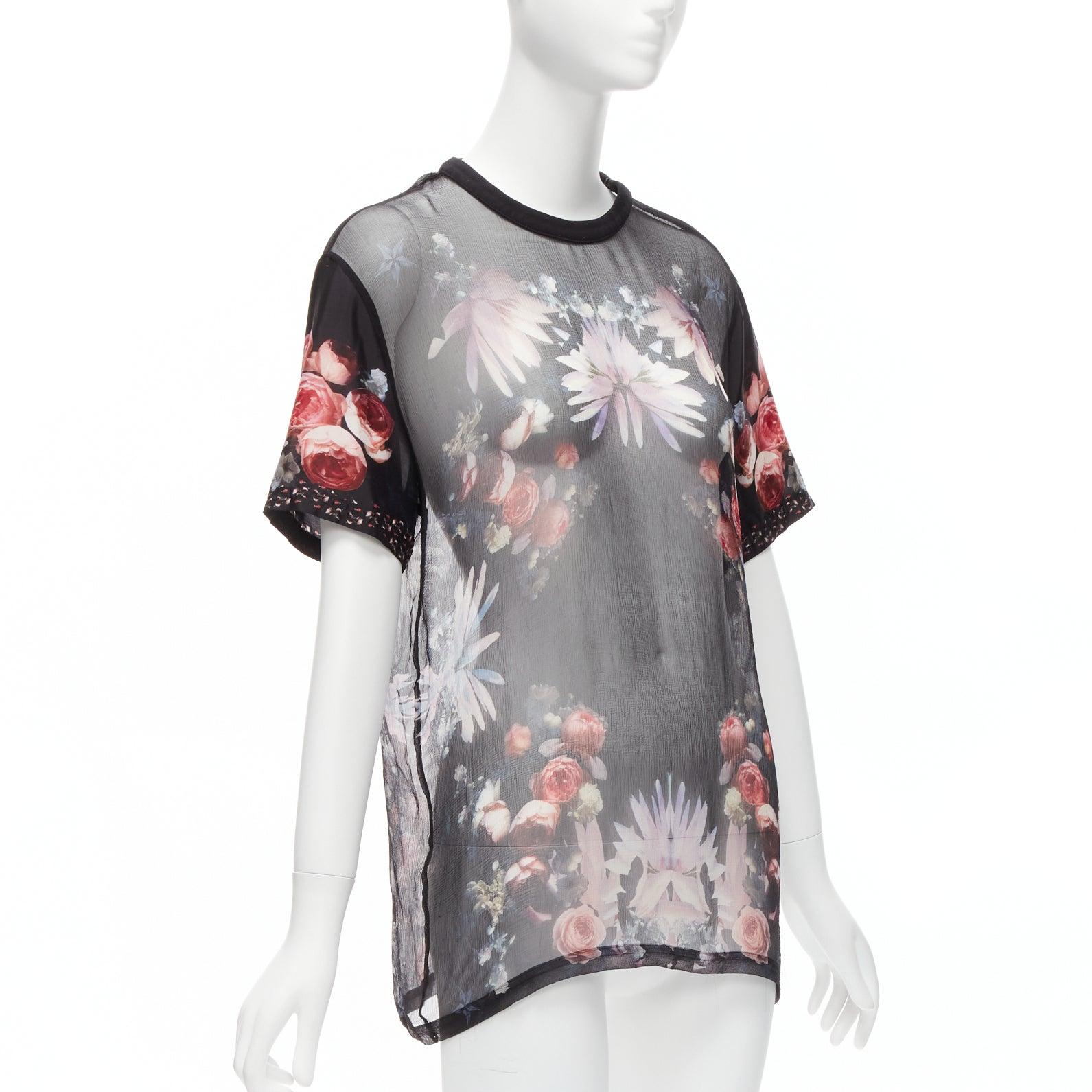 GIVENCHY RICCARDO TISCI rot schwarz floral schier romantisch goth tshirt FR34 XS (Grau) im Angebot