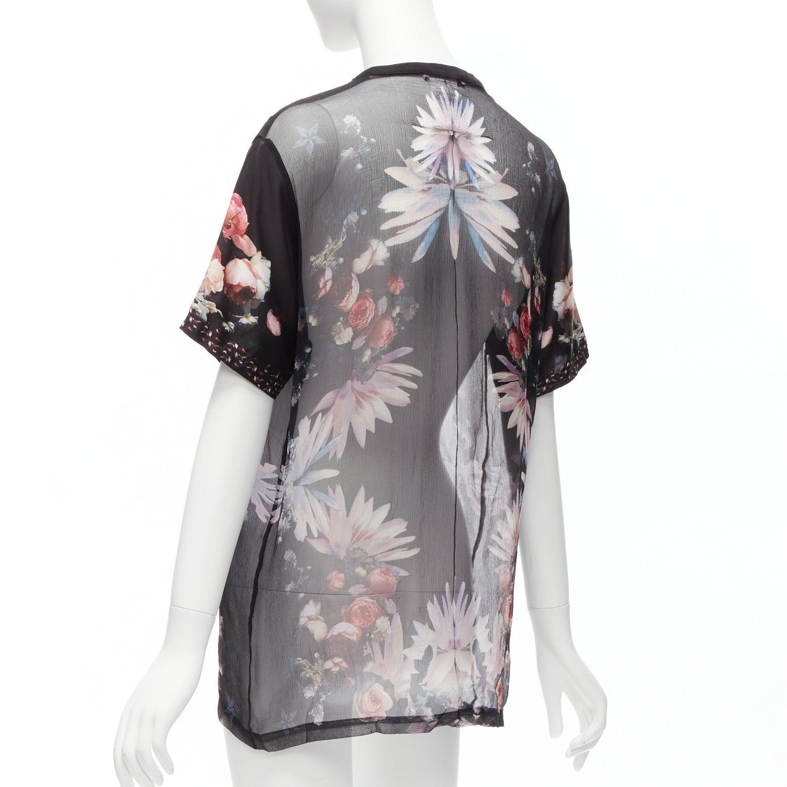 Women's GIVENCHY RICCARDO TISCI red black floral sheer romantic goth tshirt FR34 XS For Sale