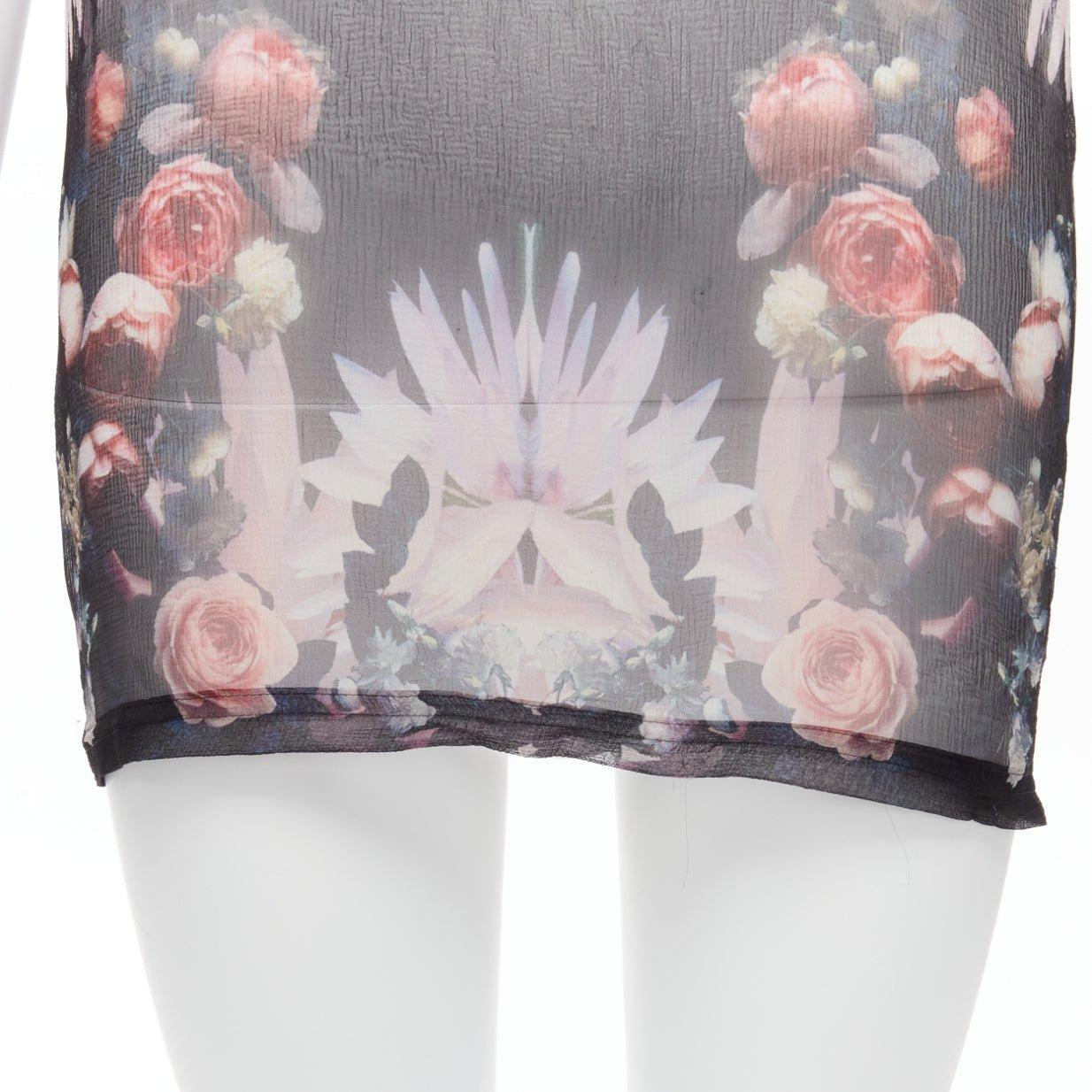 GIVENCHY RICCARDO TISCI rot schwarz floral schier romantisch goth tshirt FR34 XS im Angebot 2