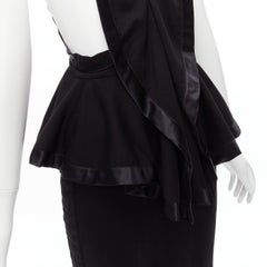 GIVENCHY RICCARDO TISCI Runway black satin jersey ruffle peplum racer dress