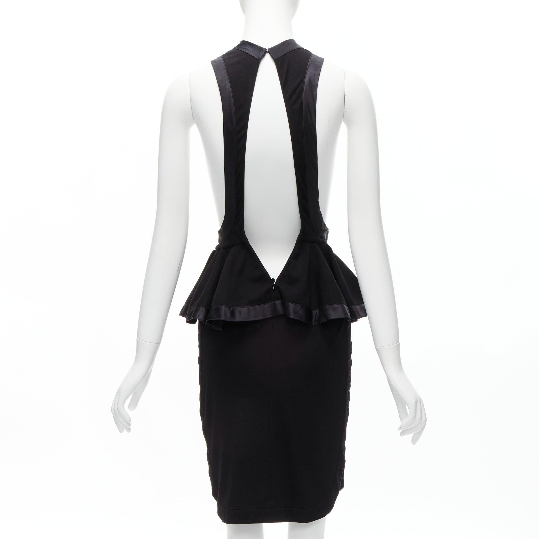 De las mujeres GIVENCHY RICCARDO TISCI Pasarela Vestido de satén negro con volante peplum racer en venta