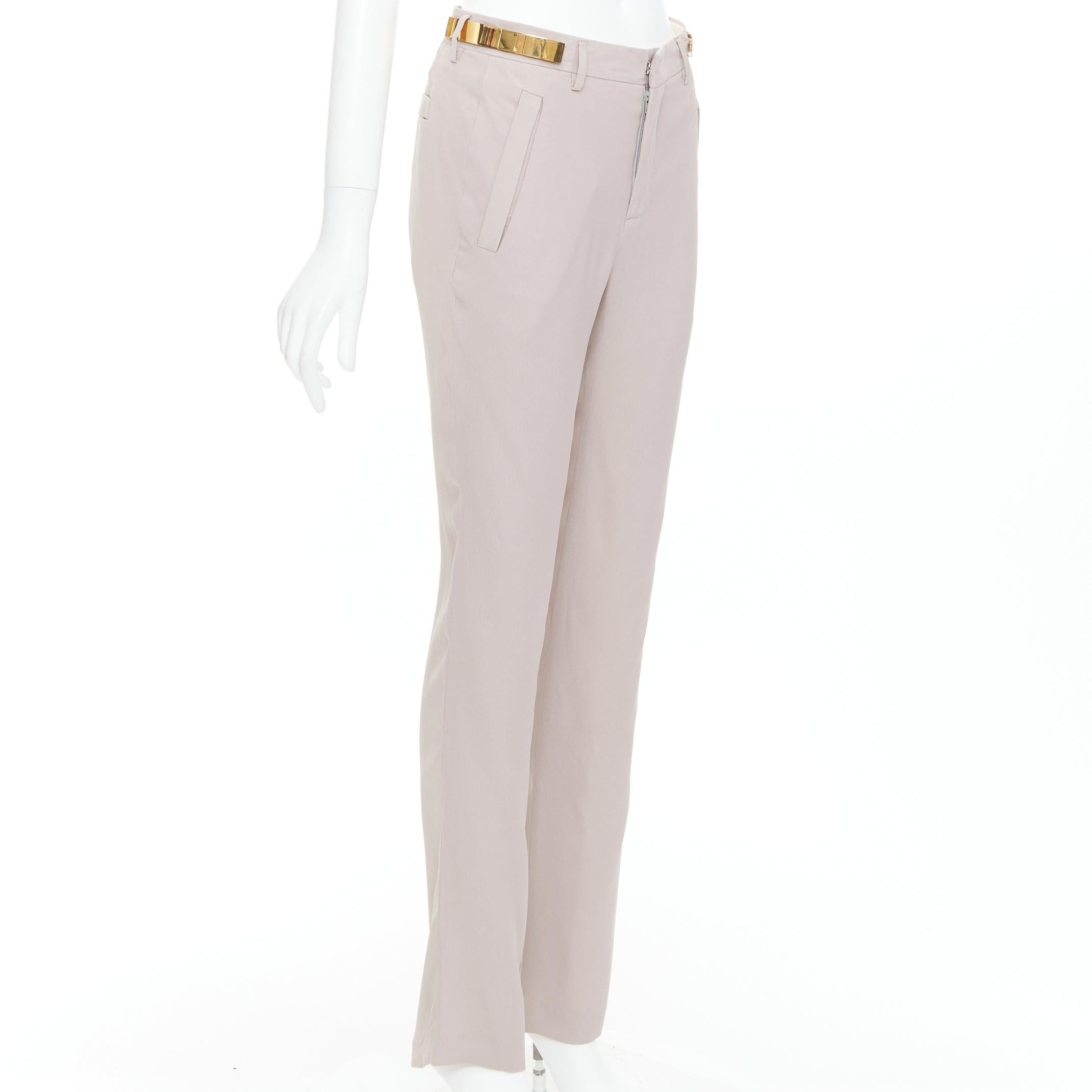 Gray GIVENCHY Riccardo Tisci Runway gold waist metal bar pink pants FR36 S For Sale