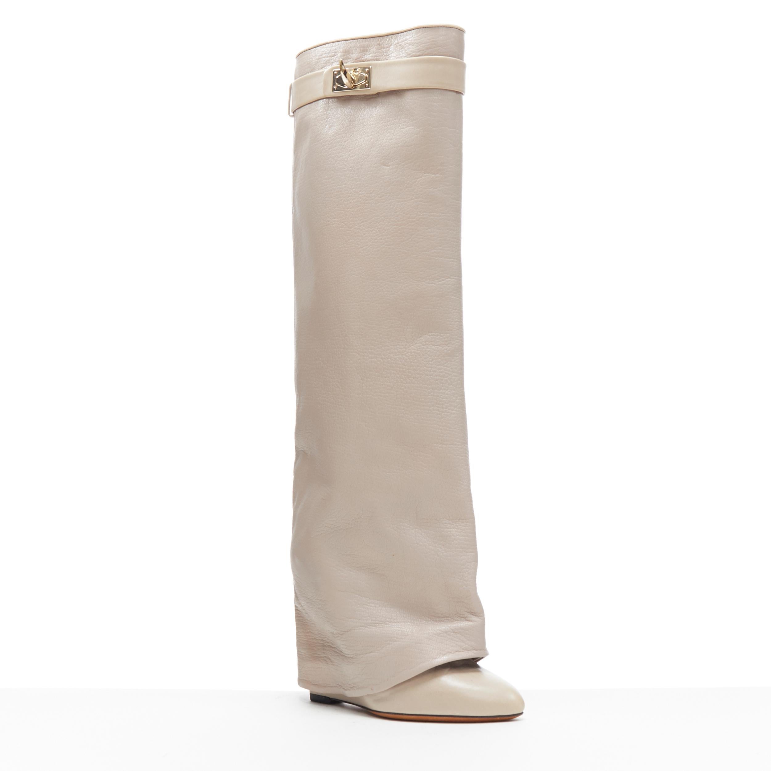 GIVENCHY RICCARDO TISCI Shark Tooth taupe grey gold turnlock pant boot EU36  at 1stDibs | givenchy shark boots white, white givenchy shark boots, grey givenchy  shark boots