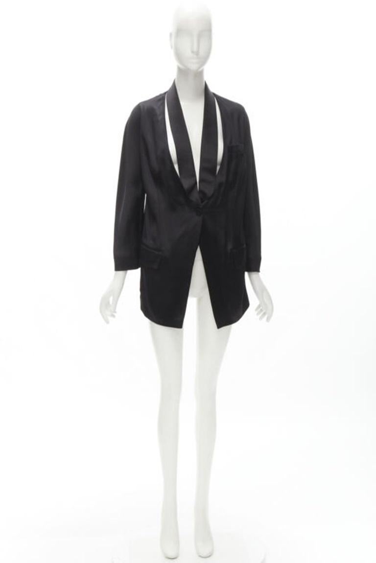 GIVENCHY Riccardo Tisci silk black cut out collar kimono robe blazer FR34 XS For Sale 6