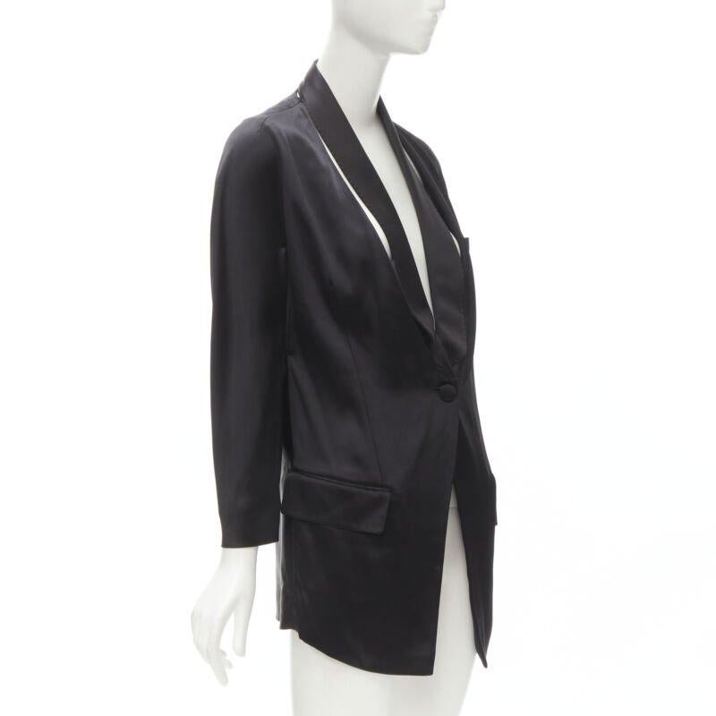 GIVENCHY Riccardo Tisci silk black cut out collar kimono robe blazer FR34 XS In Excellent Condition For Sale In Hong Kong, NT