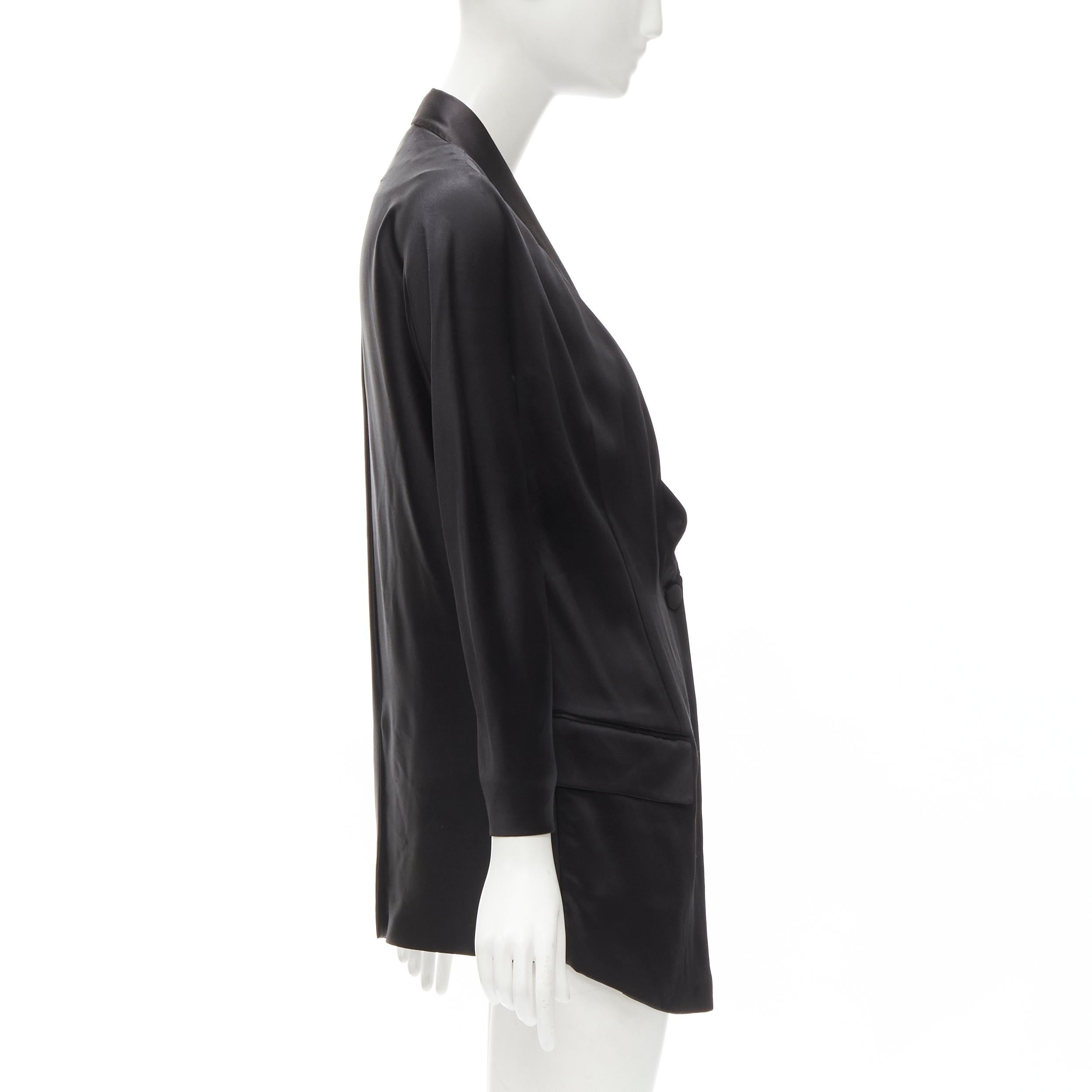 Black GIVENCHY Riccardo Tisci silk black cut out collar kimono robe blazer FR34 XS For Sale