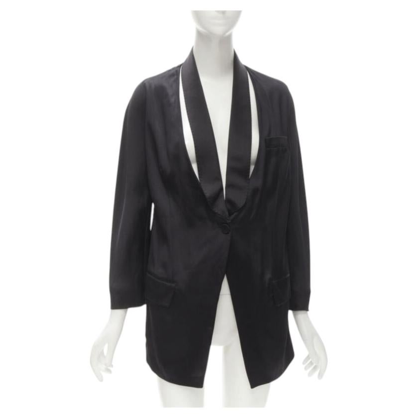 GIVENCHY Riccardo Tisci silk black cut out collar kimono robe blazer FR34 XS For Sale