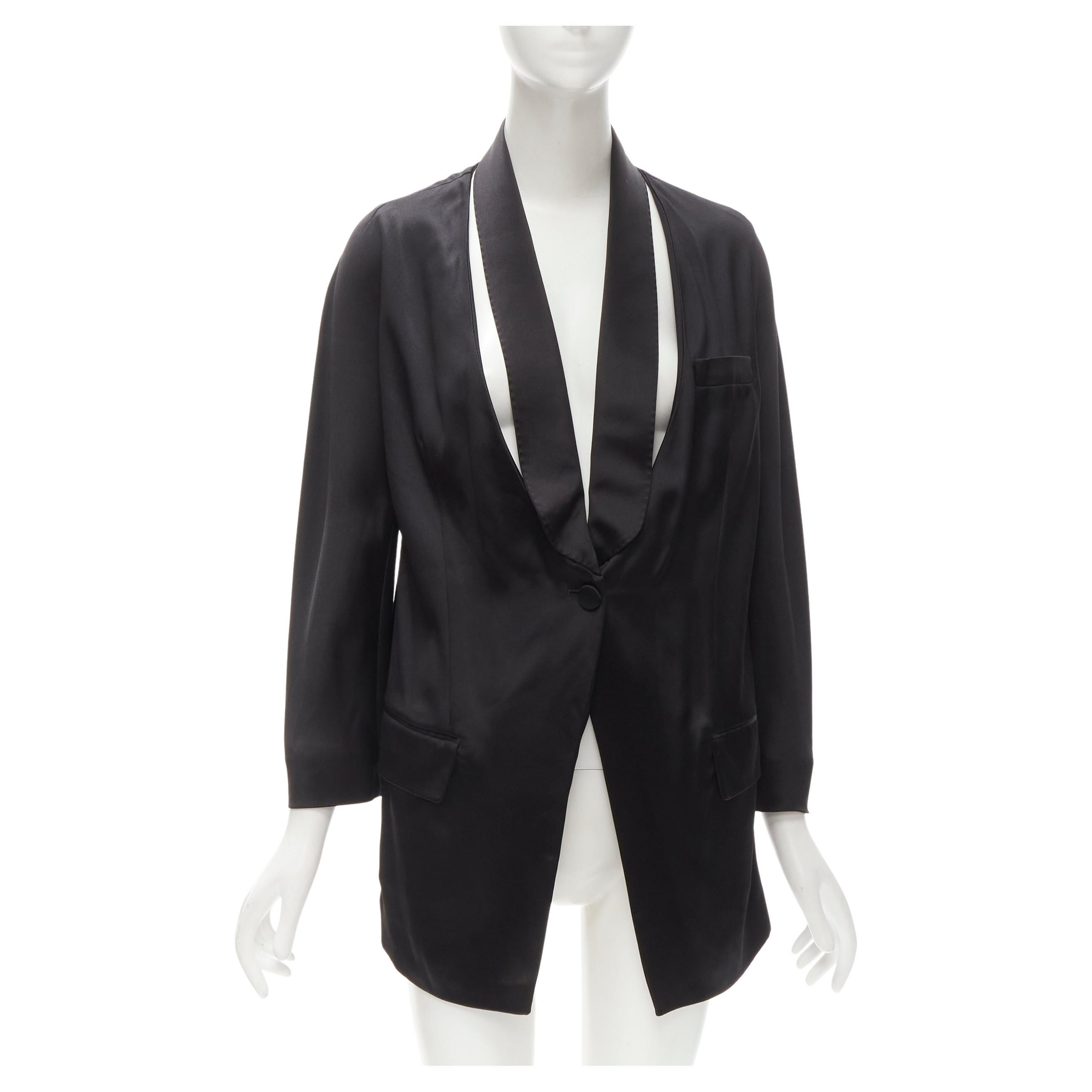 GIVENCHY Riccardo Tisci silk black cut out collar kimono robe blazer FR34 XS For Sale