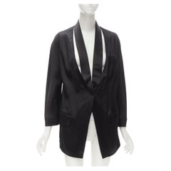 GIVENCHY Riccardo Tisci in seta nera con collo a kimono e vestaglia blazer FR34 XS