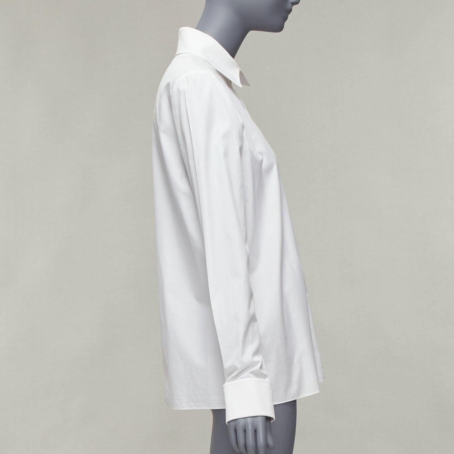 GIVENCHY Riccardo Tisci silver metal button collar white cotton shirt FR40 L In Good Condition For Sale In Hong Kong, NT